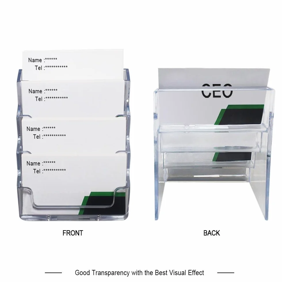 Présentoir de Carte de Visite Acrylique Transparent, Support pour 160 Cartes, Lot de 2