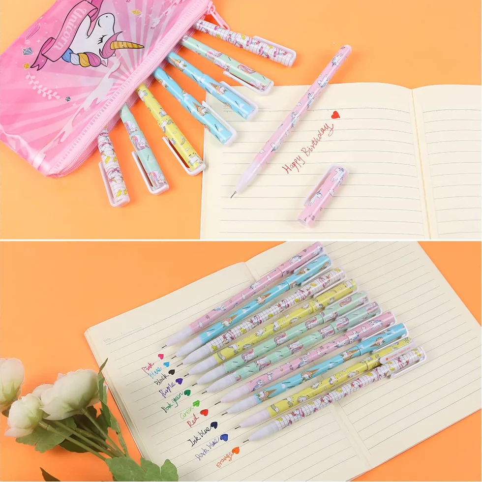 Vicloon Papeterie Licorne 27Pcs Cadeau Ensemble Étuis Crayons Stickers Taille-Crayon Filles