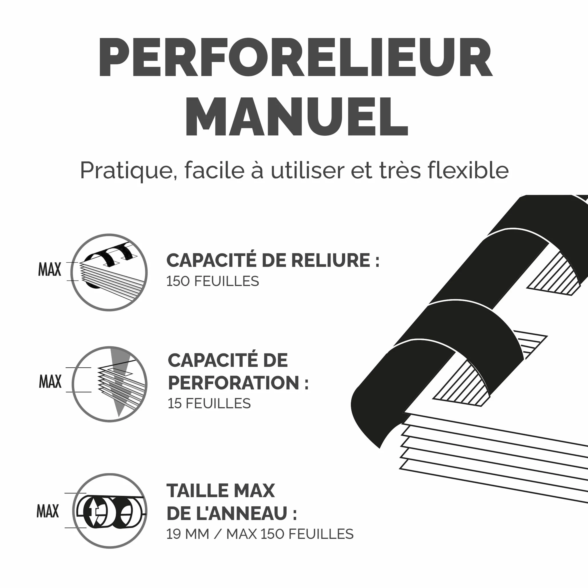 Fellowes Star+ Machine à relier A4 15 feuilles 150 feuilles anneaux plastique