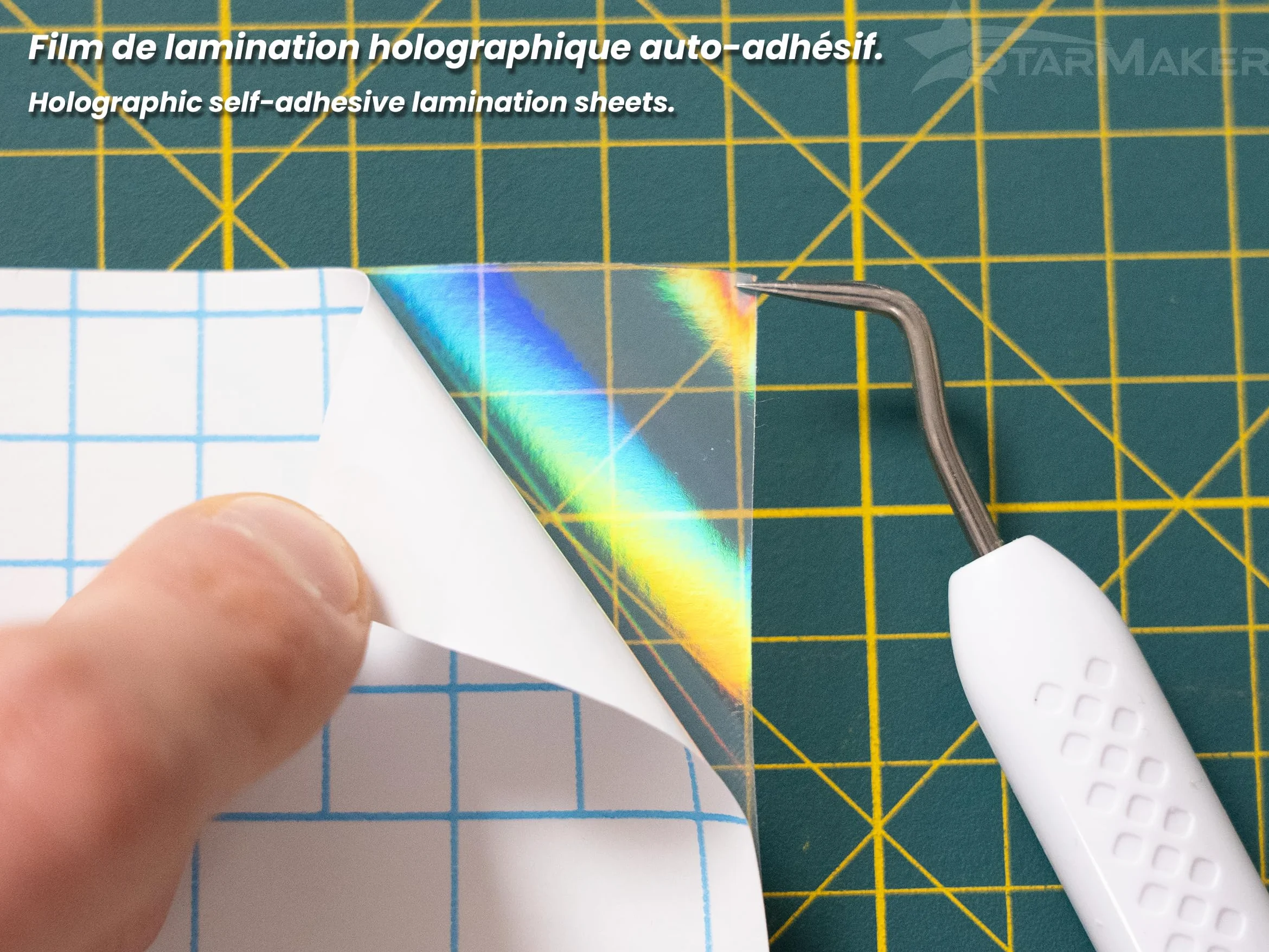 Holographique Film de lamination à froid A4 10 feuilles - Feuilles plastification auto-adhésif photo autocollants