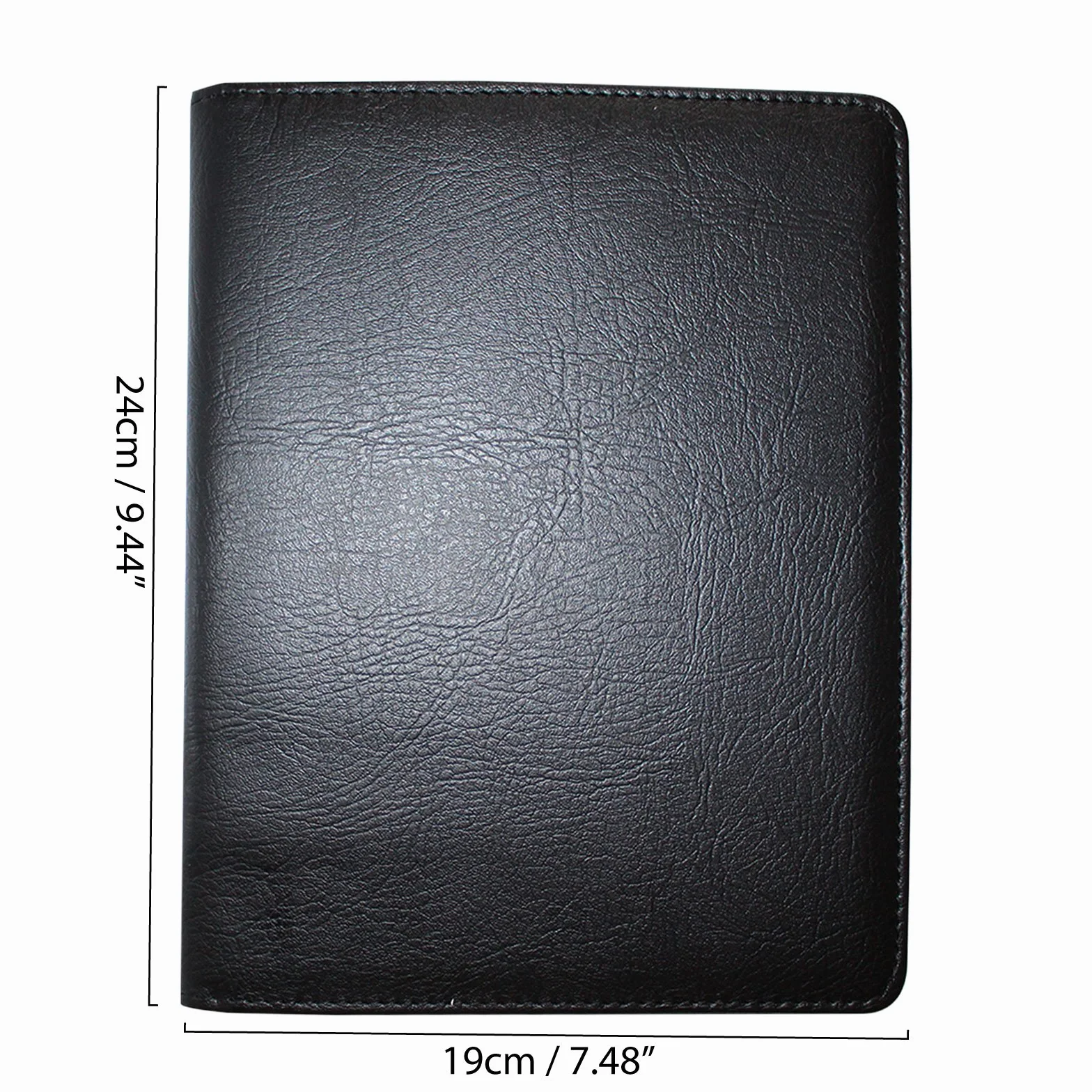 Porte Document en Faux Cuir Noir A5 Pliable avec Pince pour Conférence