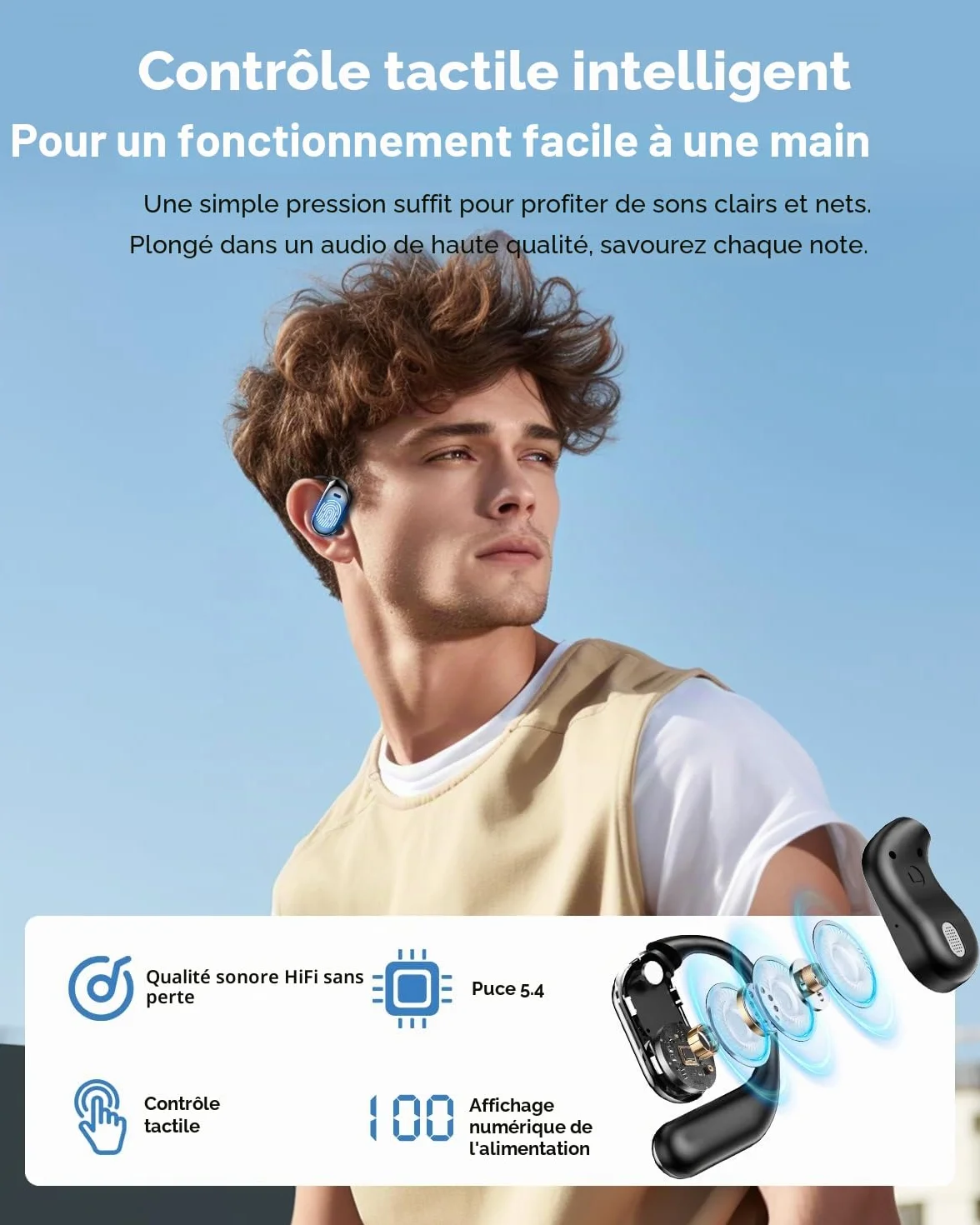 AI Traducteur de Langue Écouteurs, Traduction en Ligne 144 Langues, Temps réel, Noir
