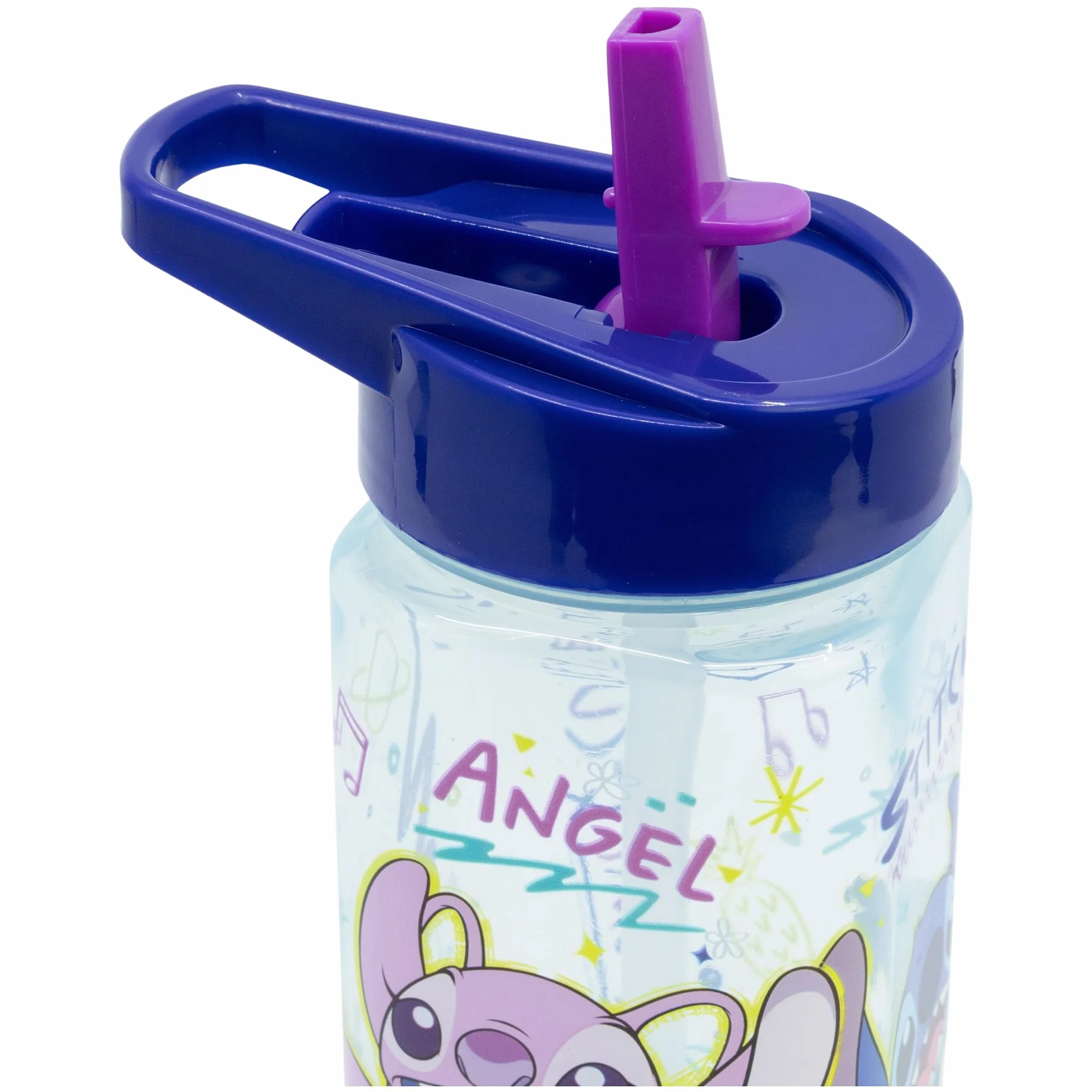 Bouteille d'eau carrée réutilisable 510 ml avec paille intégrée motif Stitch
