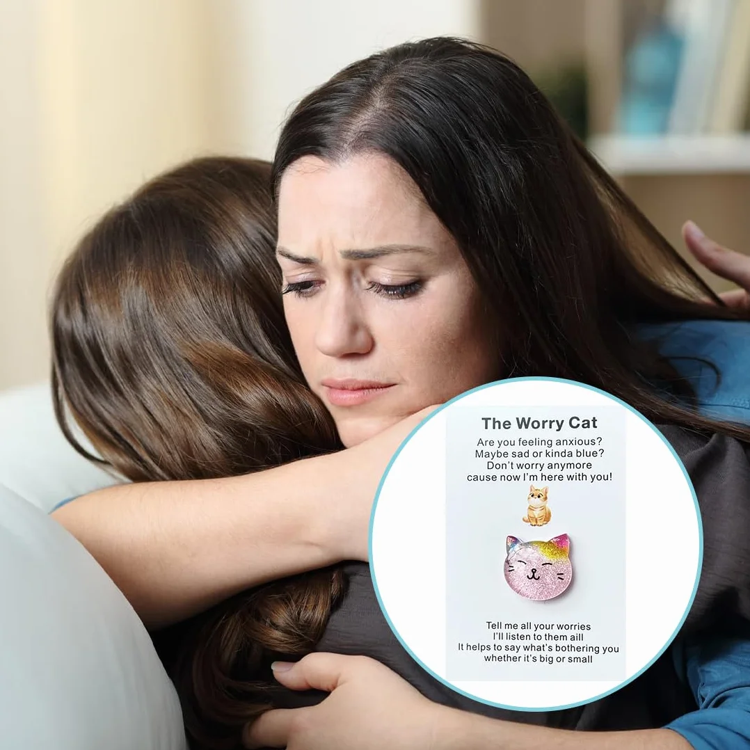 Lot de 2 câlins de poche en forme de chat rose et bleu, cadeaux d'encouragement