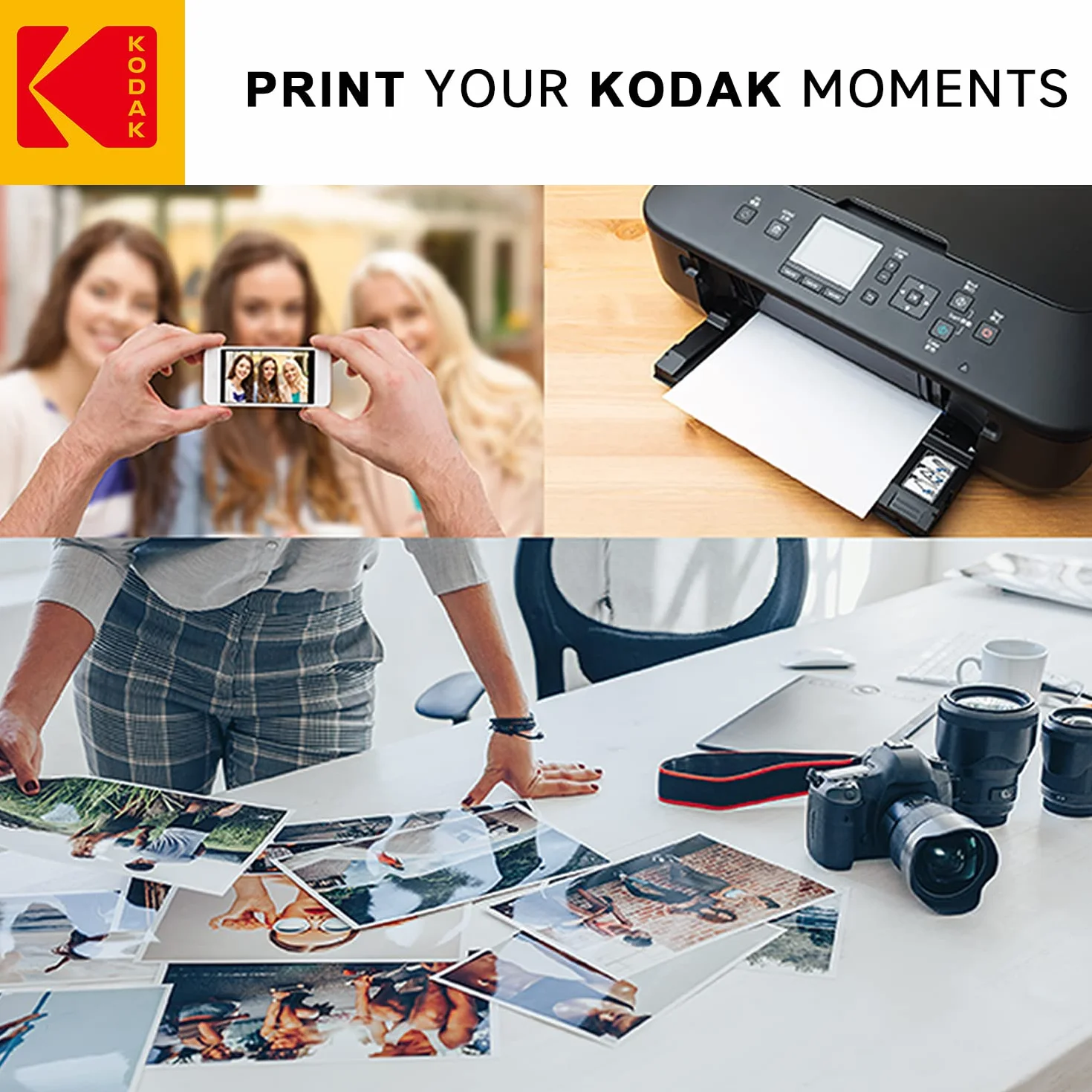 KODAK Picture Paper Papier Photo Brillant A6 10x15cm 230g/m² 100 Feuilles Jet d'Encre