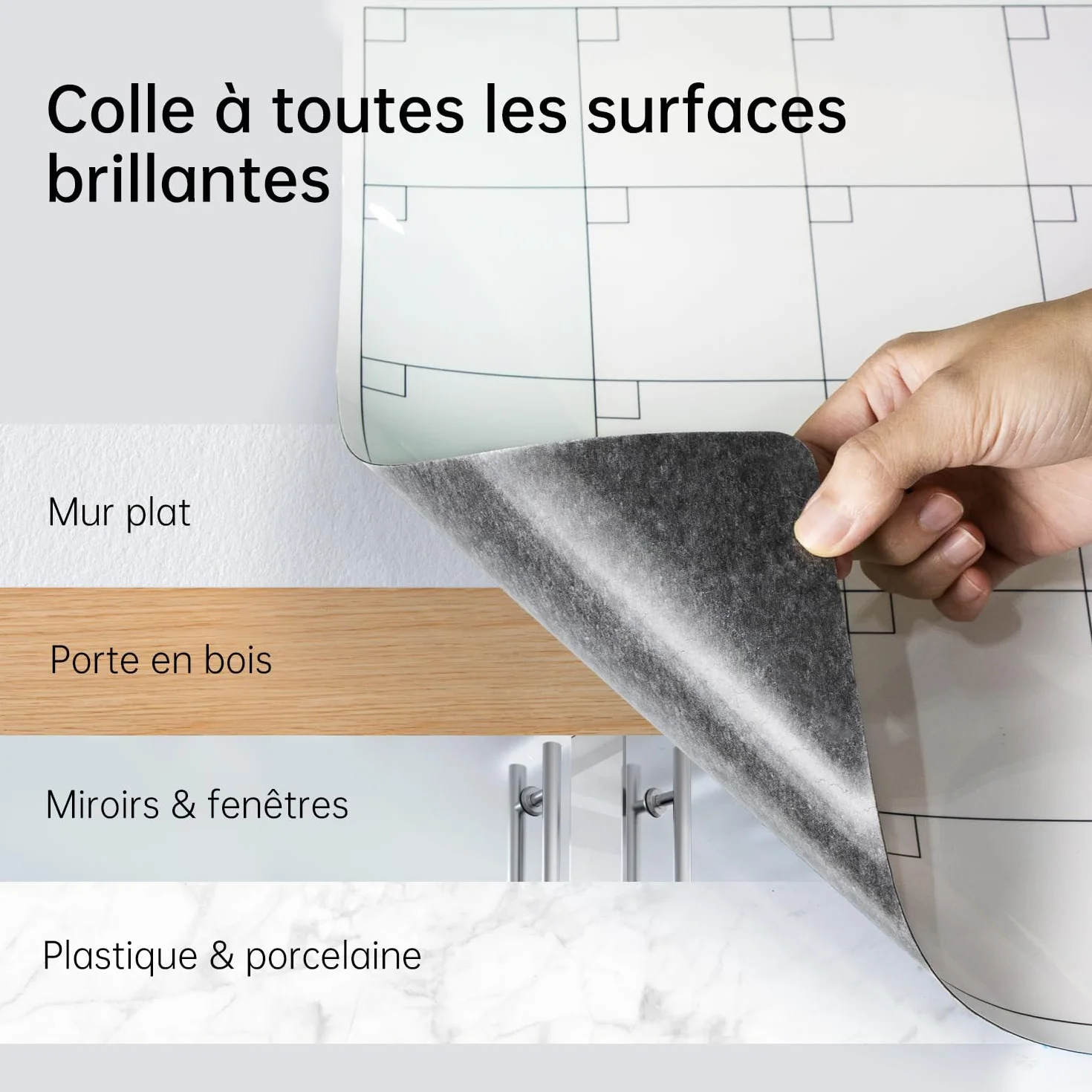 MCCORL Calendrier Adhésif Tableau Blanc Planning Mural 60x40 cm, Planificateur Mensuel/Semainier Effaçable en Français