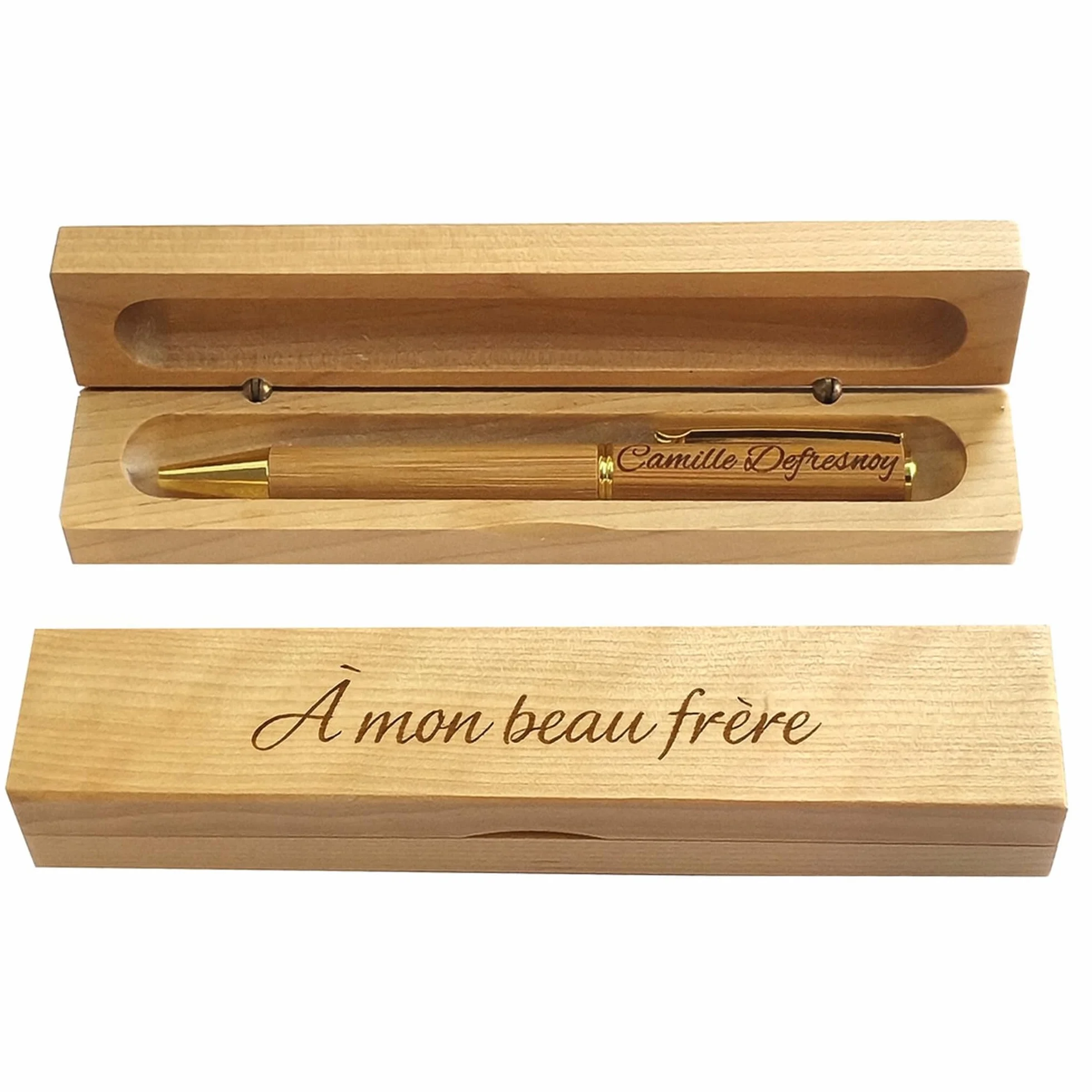Stylo Personnalisé avec Gravure Prénom - Coffret Bois Gravé - Cadeau Professeur Retraite Homme Femme - Weastyle