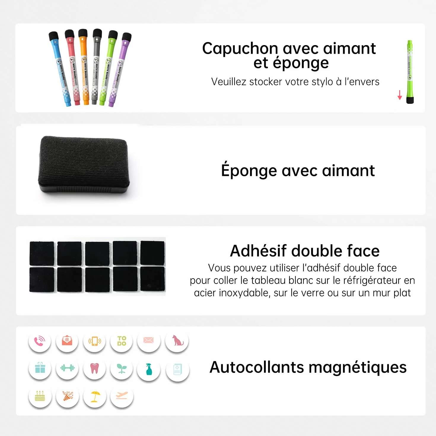 MCCORL Calendrier Magnetique Organisateur Tableau Frigo 42x28cm effacable en Français