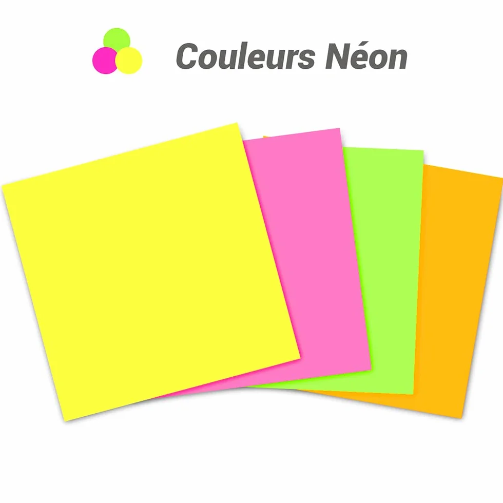 Bloc note repositionnable 4 couleurs neon 320 feuilles 75x75mm