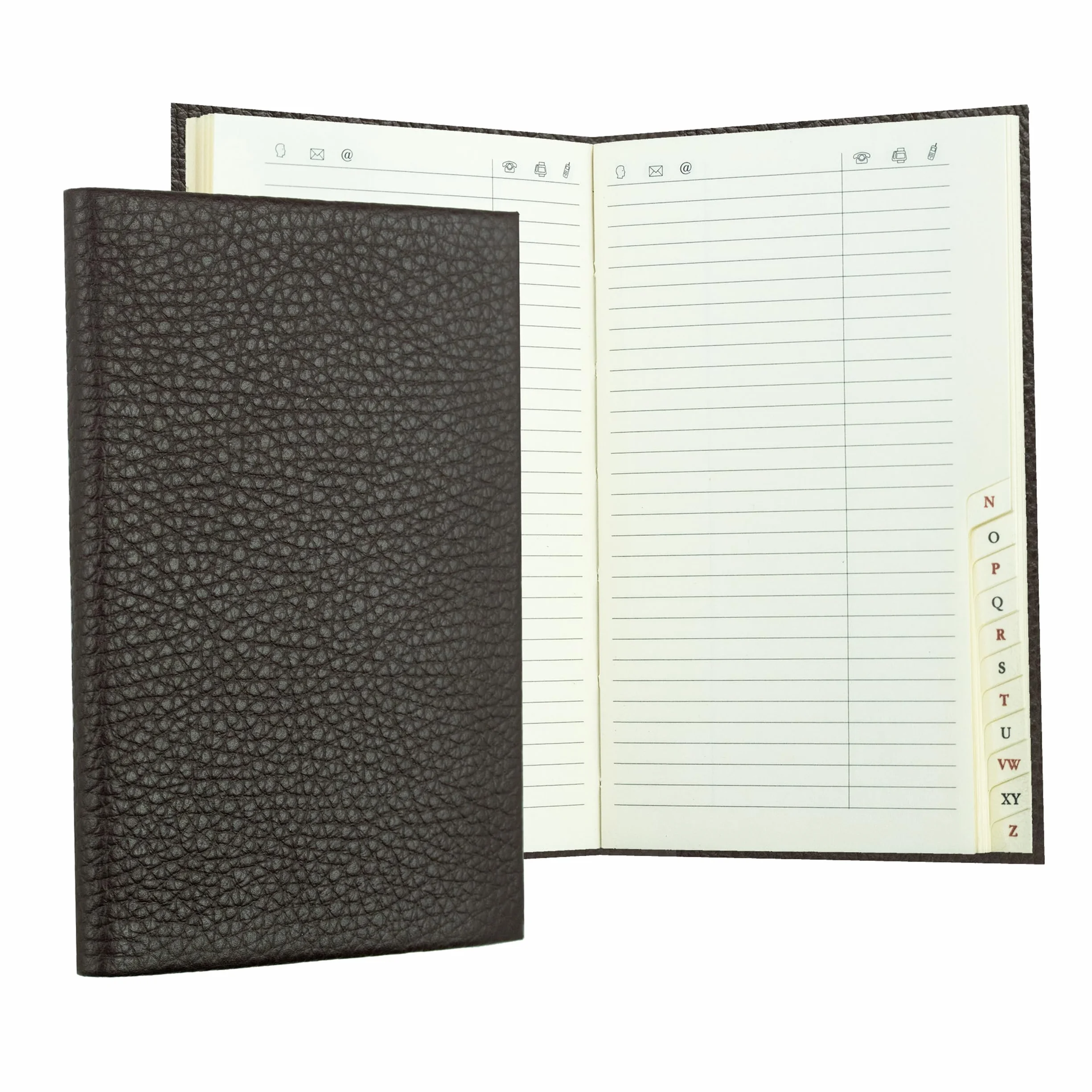 DELMON VARONE Répertoire d'adresses DIN A6 personnalisable Carnet d'adresses cuir index A-Z