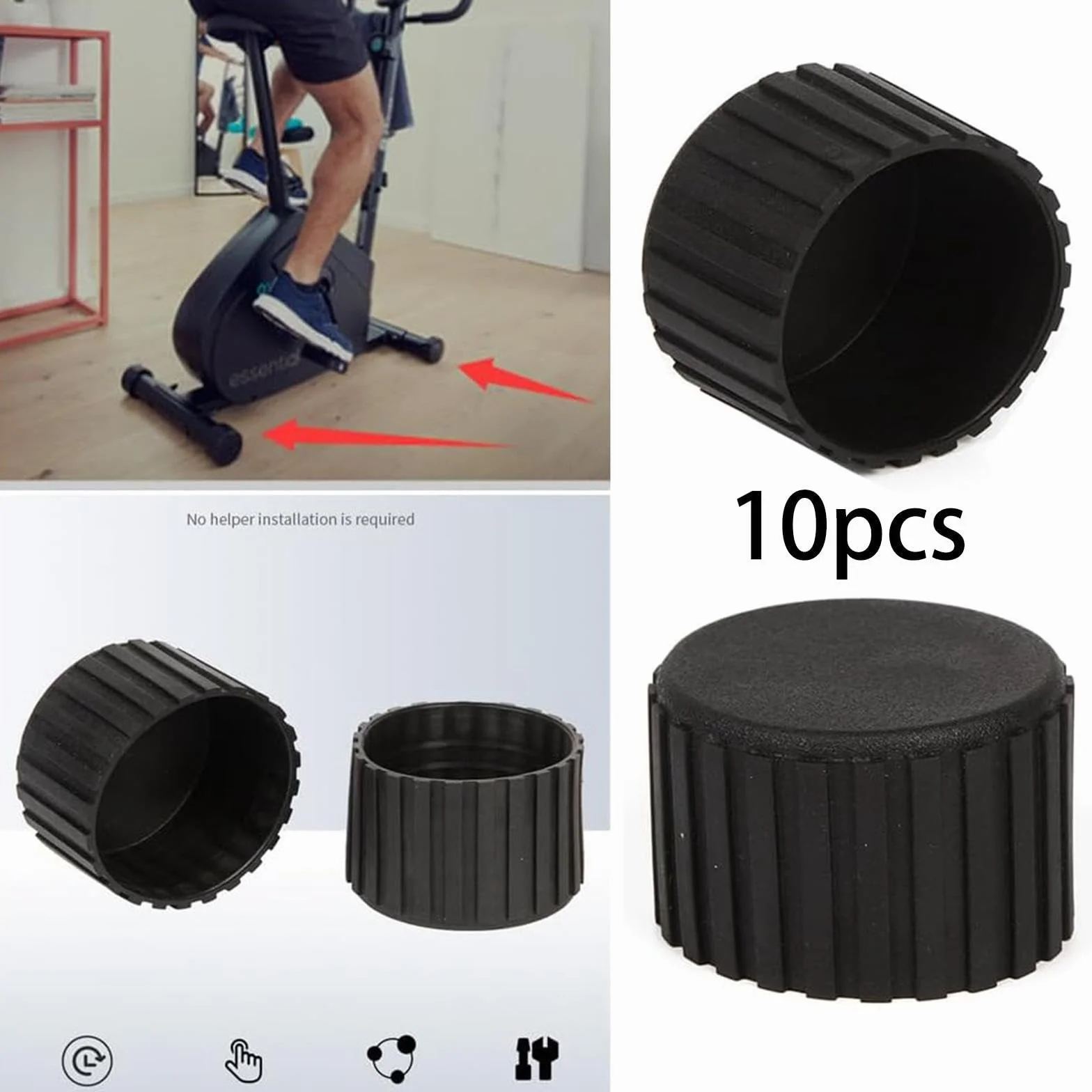 Fenteer 10 Embouts pour Fitness, Bouchons de Tubes Noirs, Diamètre 5 cm