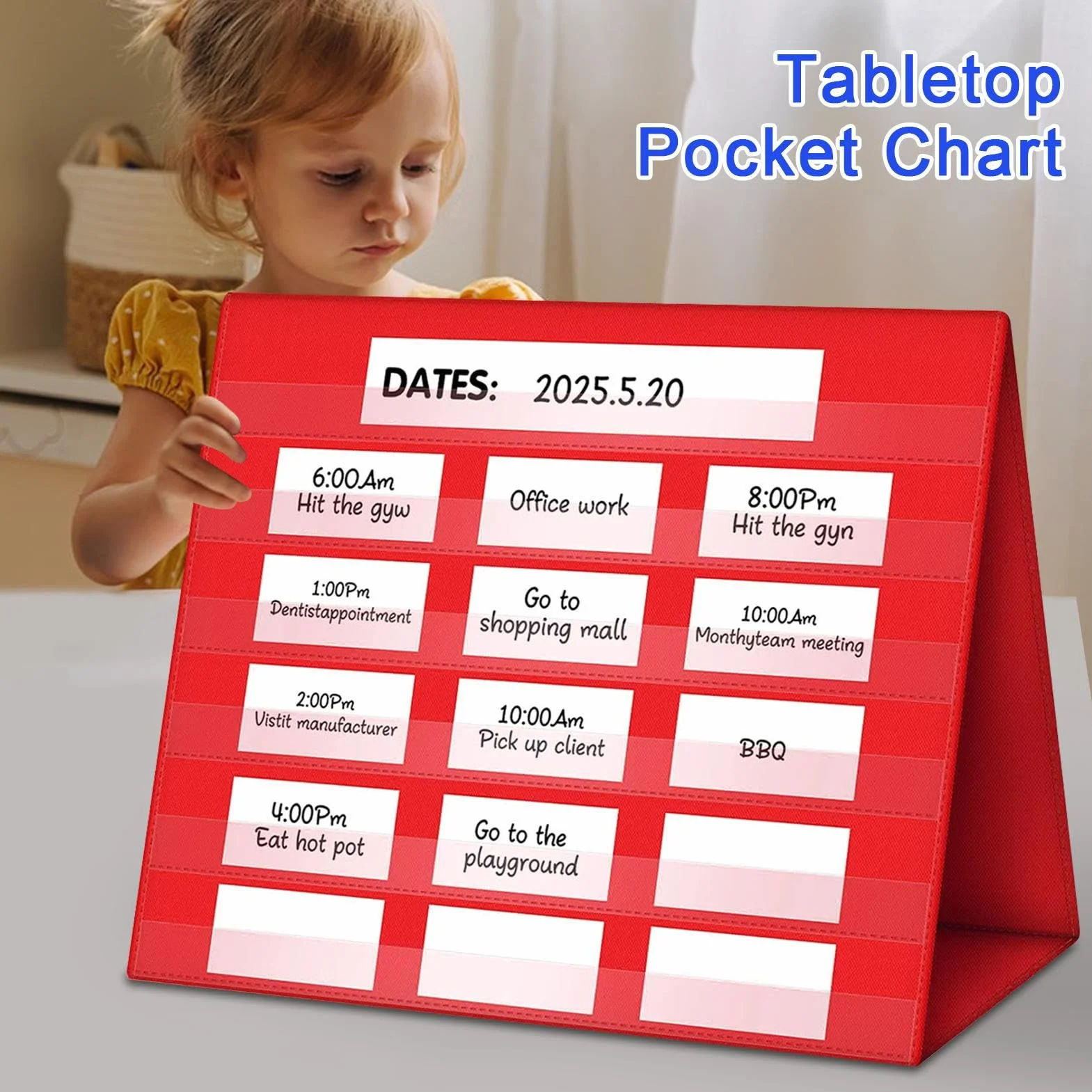 Tableau À Poches Compact Double Face Pliable - Présentoir De Table pour Apprentissage Phonétique, Lecture et Orthographe