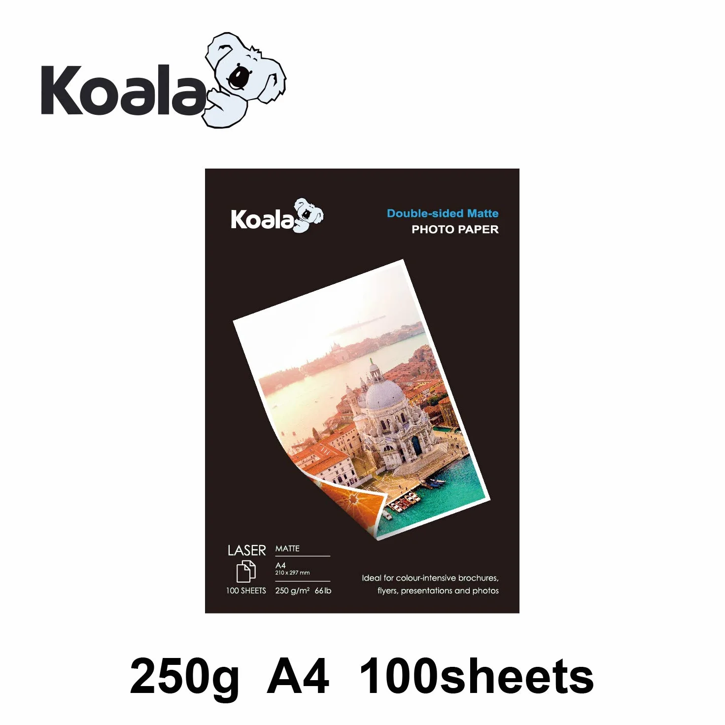 KOALA Papier Photo Double Face Mat A4 250 g/m² 100 feuilles pour imprimante LASER