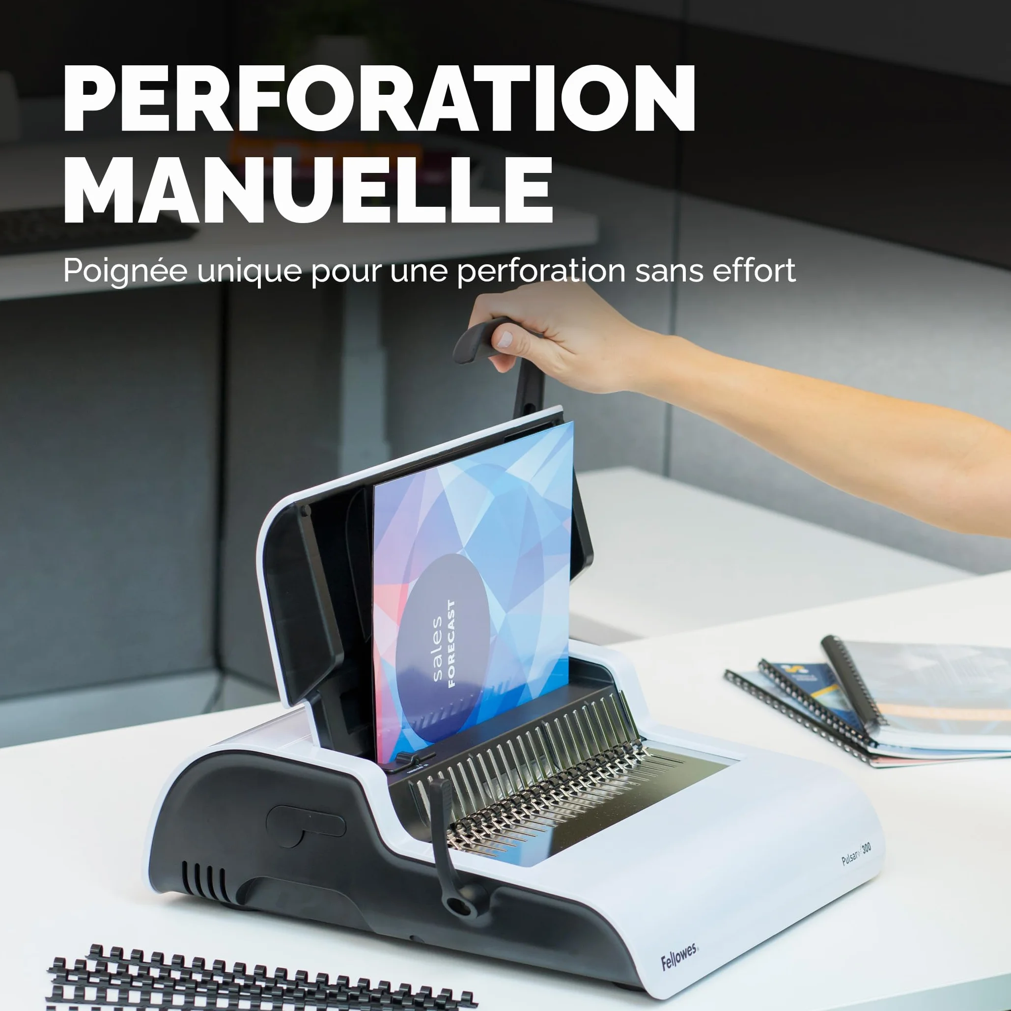 Fellowes Pulsar+ Perfore 20 feuilles A4 Relieuse manuelle à anneaux plastique 300 feuilles 10 couvertures