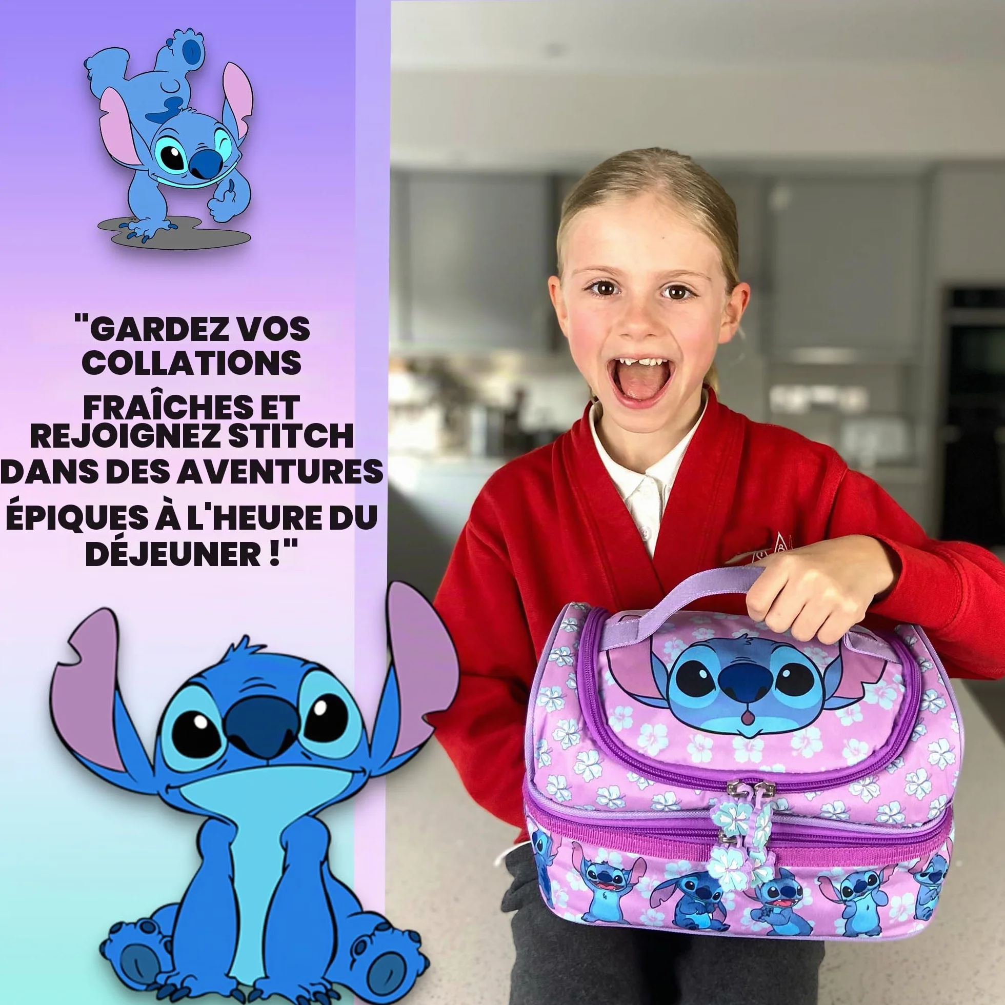Disney Stitch Sac à déjeuner multi-compartiments isolation thermique double étage filles