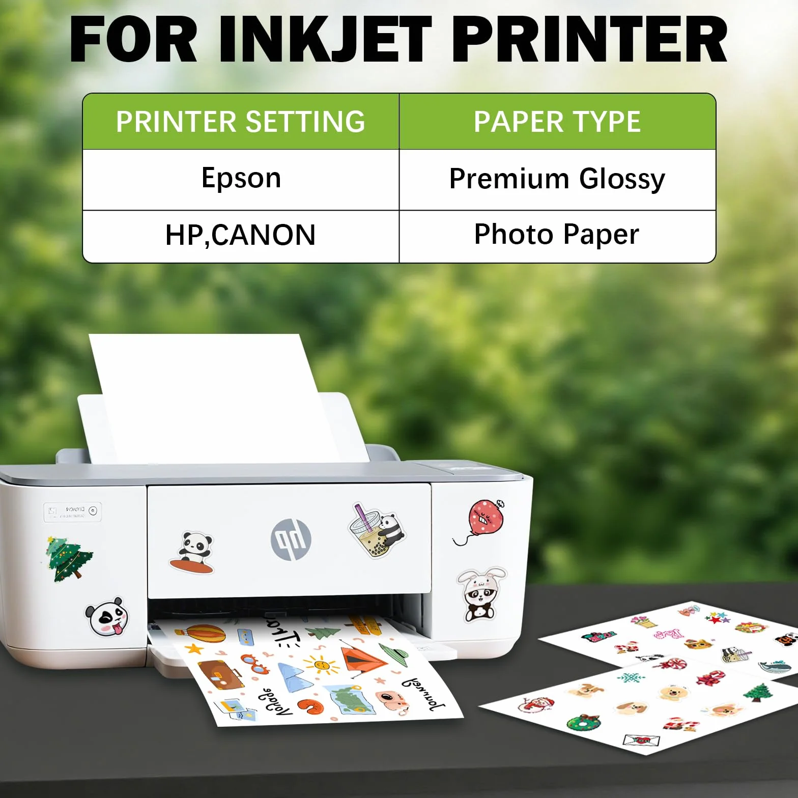 Papier Autocollant en Vinyle Blanc Brillant Imprimable A4 297 x 210 mm 60 Feuilles pour Imprimante Jet d'Encre Compatible Cricut Silhouette