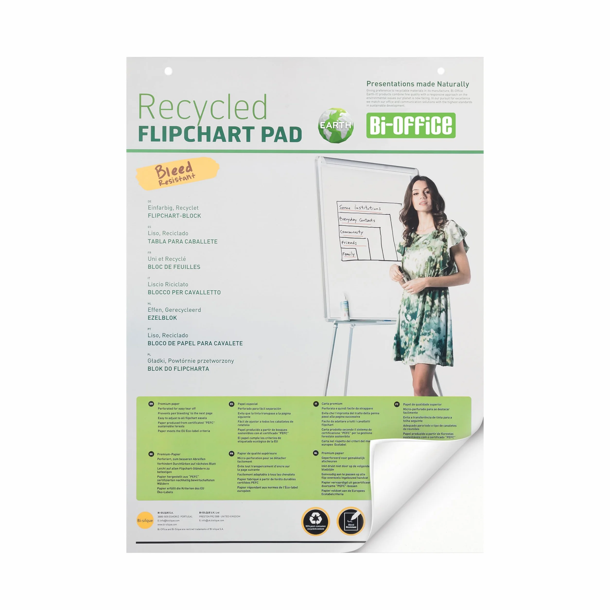 Bi-Office Earth Bloc de Papier pour Paperboard Euro 20 Feuilles 55g/m² Lot de 5