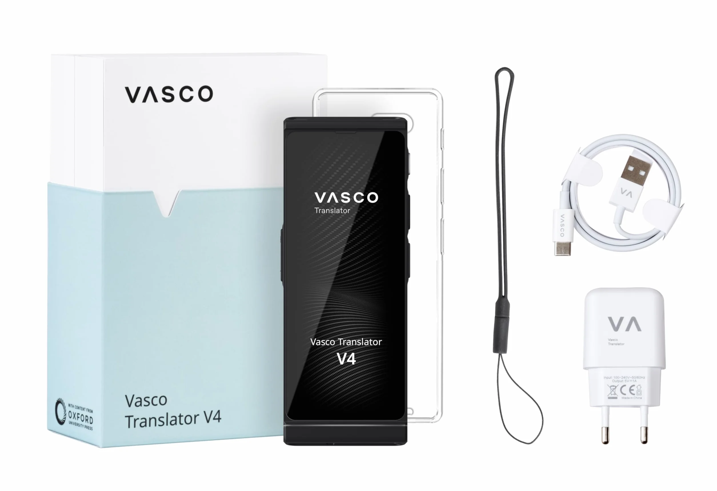 Traducteur vocal instantané Vasco V4 108 langues Internet gratuit à vie 200 pays Black Onyx