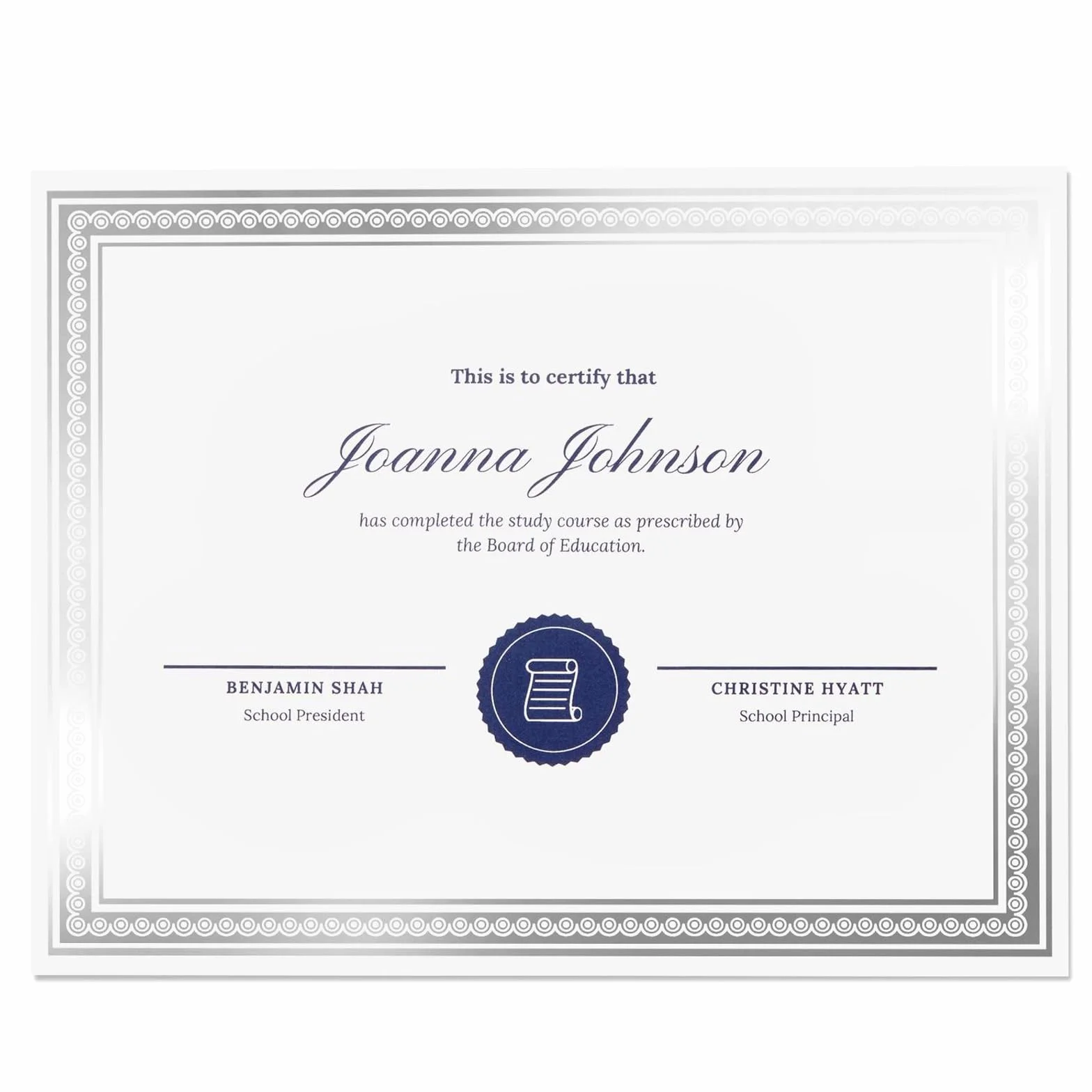 Papier Vierge Diplôme Certificat Récompense 50 Feuilles Ivoire Bordure Argentée 21,6 x 28 cm