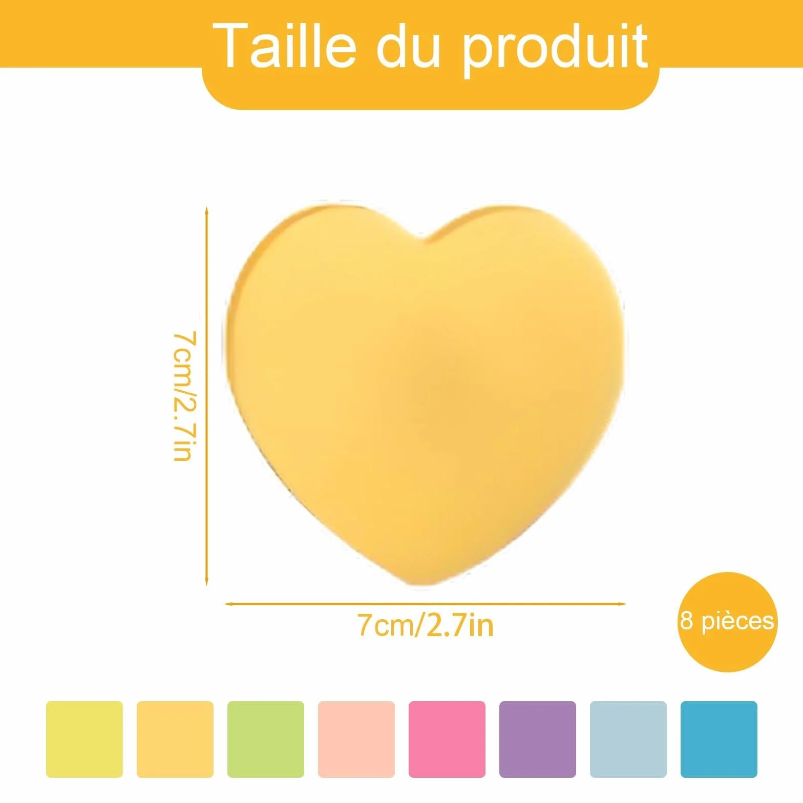 Autocollantes en Cœur 240 Pièces, 8 Couleurs Feuilles Forme De Coeur Auto-Adhésif Notes Adhésives Sticky Notes Repositionnables pour Bureau École (7cm)