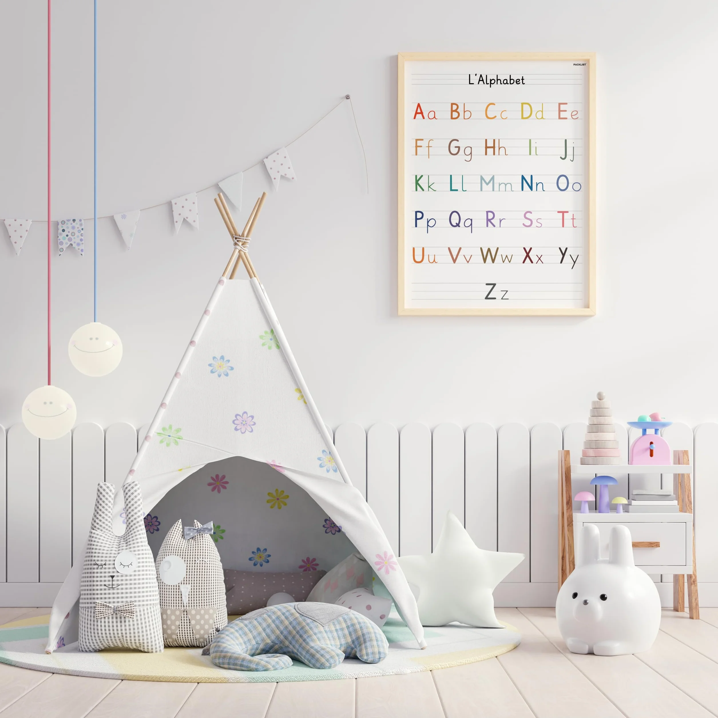 PACKLIST® Poster Alphabet Français DIN A1 (84×60 cm) Apprentissage Décoration Éducative