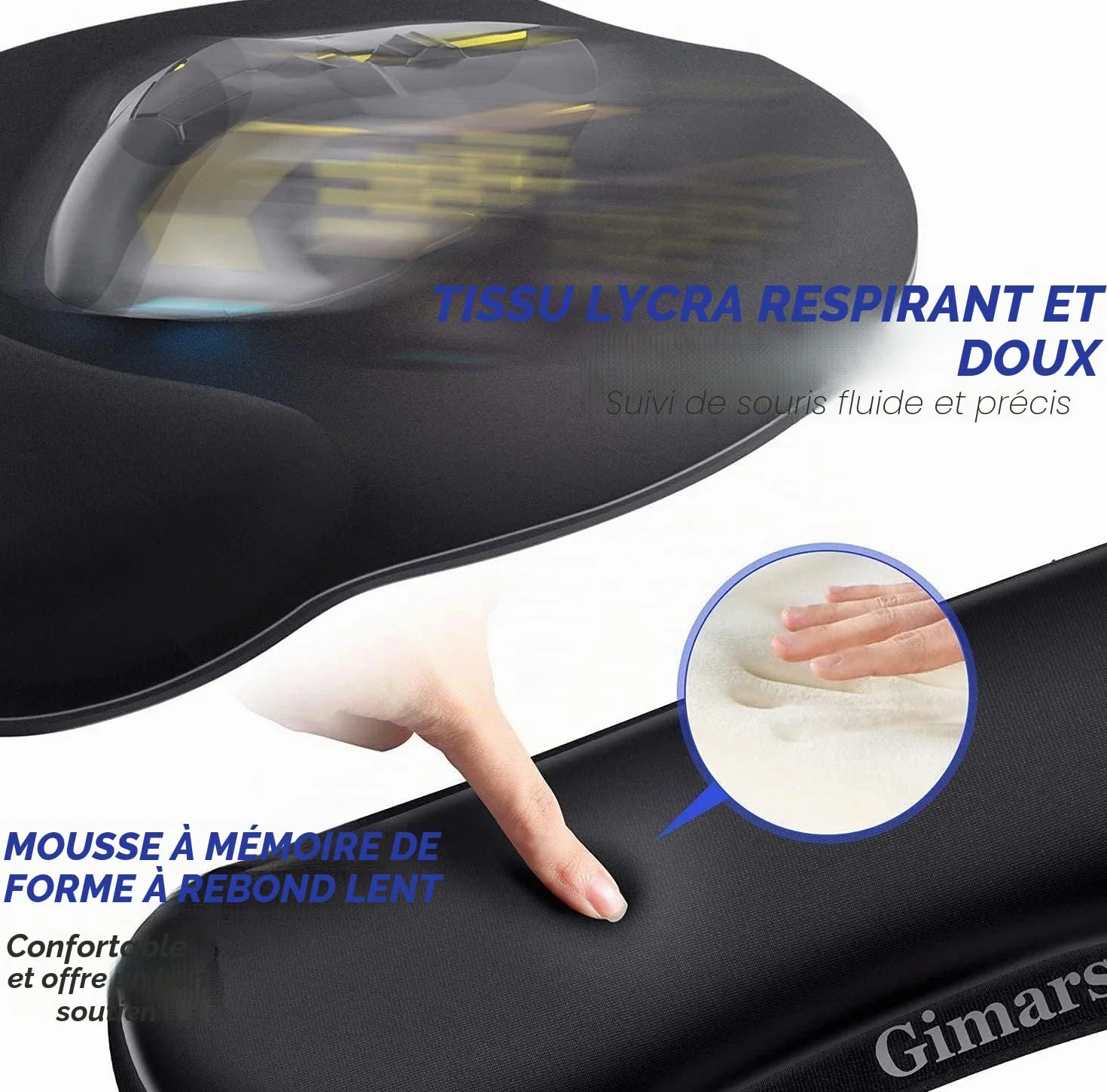 Gimars 3 en 1 Tapis de Souris Ergonomique Repose Poignet Clavier Dessous de Verre, Mouse Pad Antidérapant PU pour Gaming Bureau