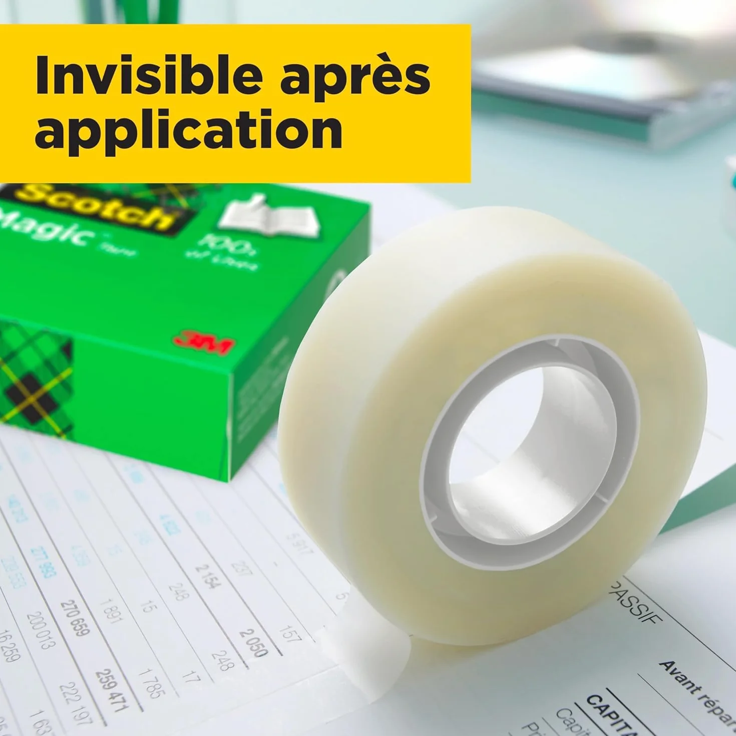 Scotch Magic Tape Dévidoir + Ruban Invisible 19 mm x 38 m 1 Rouleau