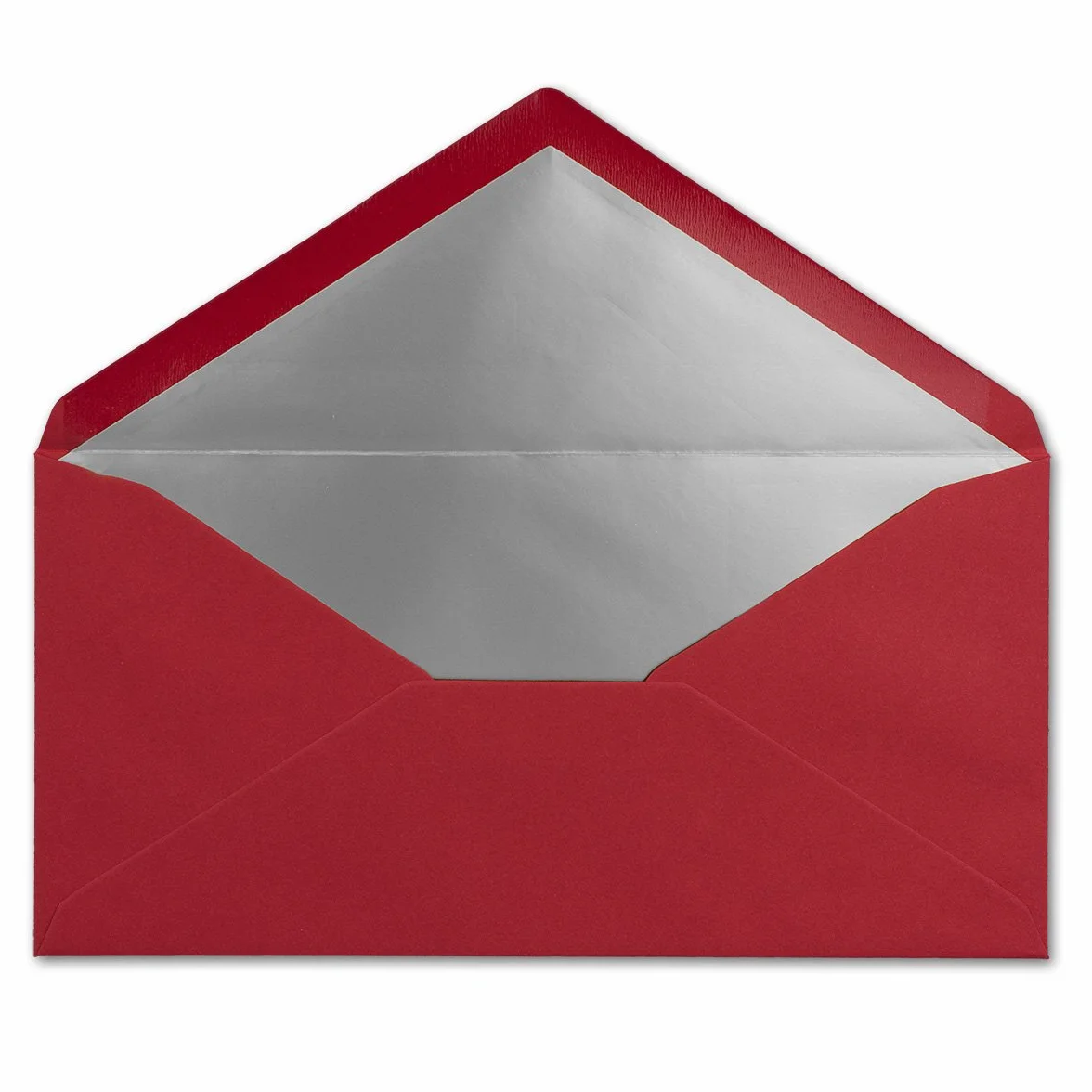 Enveloppes 11 x 22 cm Rouge Foncé Doublure Argent Métallique Fermeture Gommée Format DL Américain Sans Fenêtre