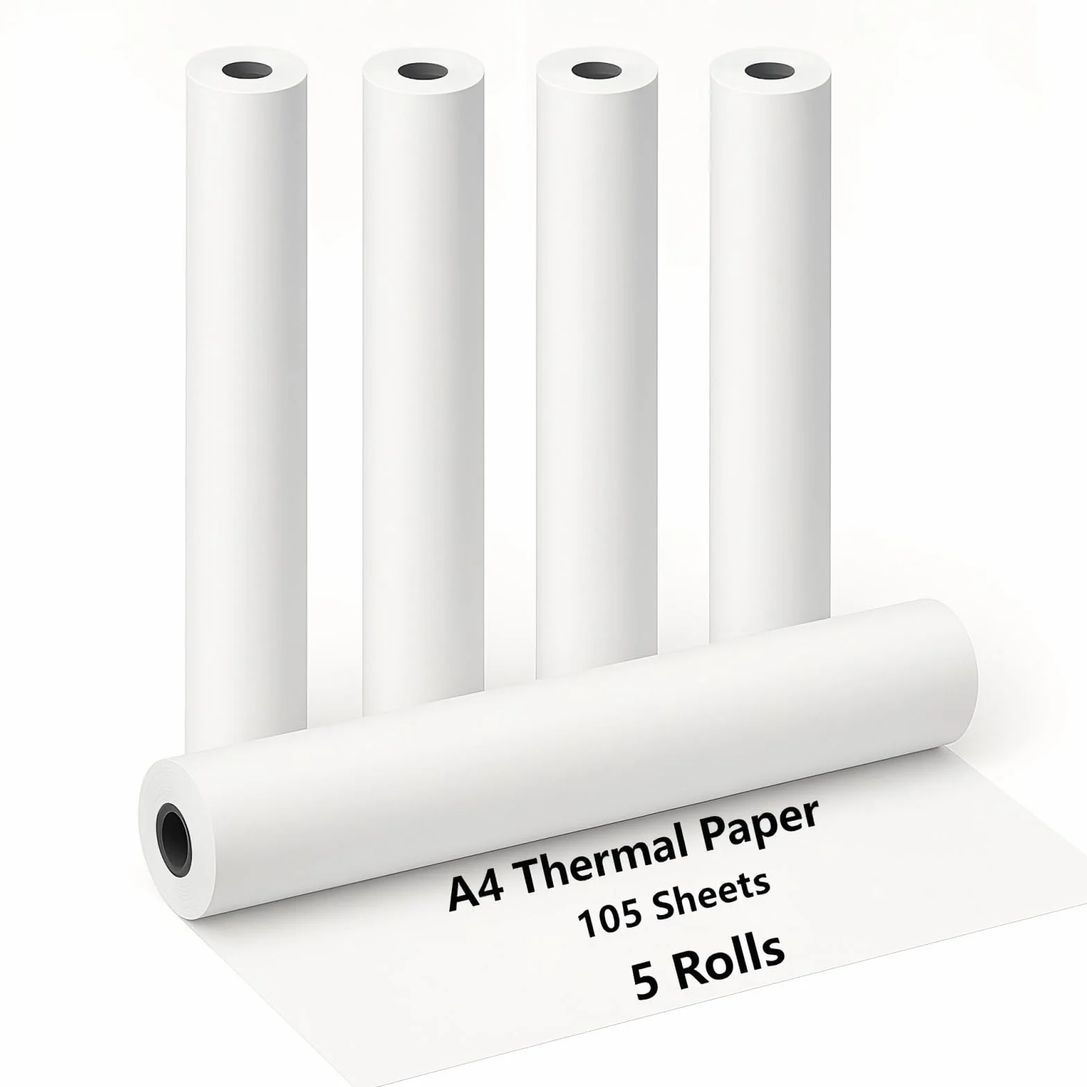 Papier Thermique A4 5 Rouleaux, Sans BPA, 21cm x 6.2m, Séchage Rapide