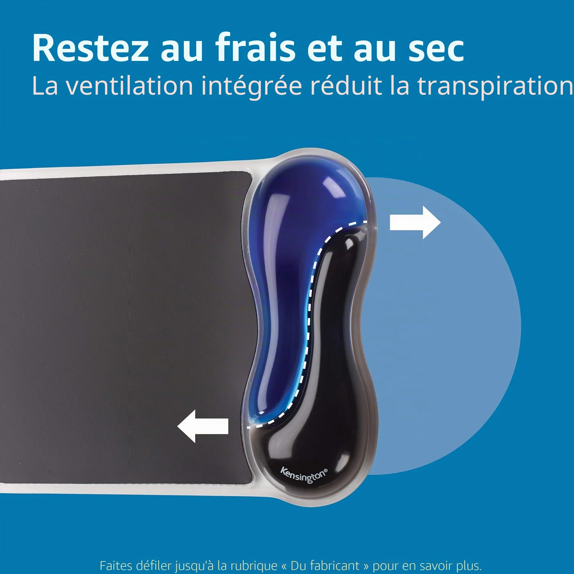 Kensington Tapis de Souris Ergonomique Gel Duo avec Repose-Poignets, Antidérapant, Bleu