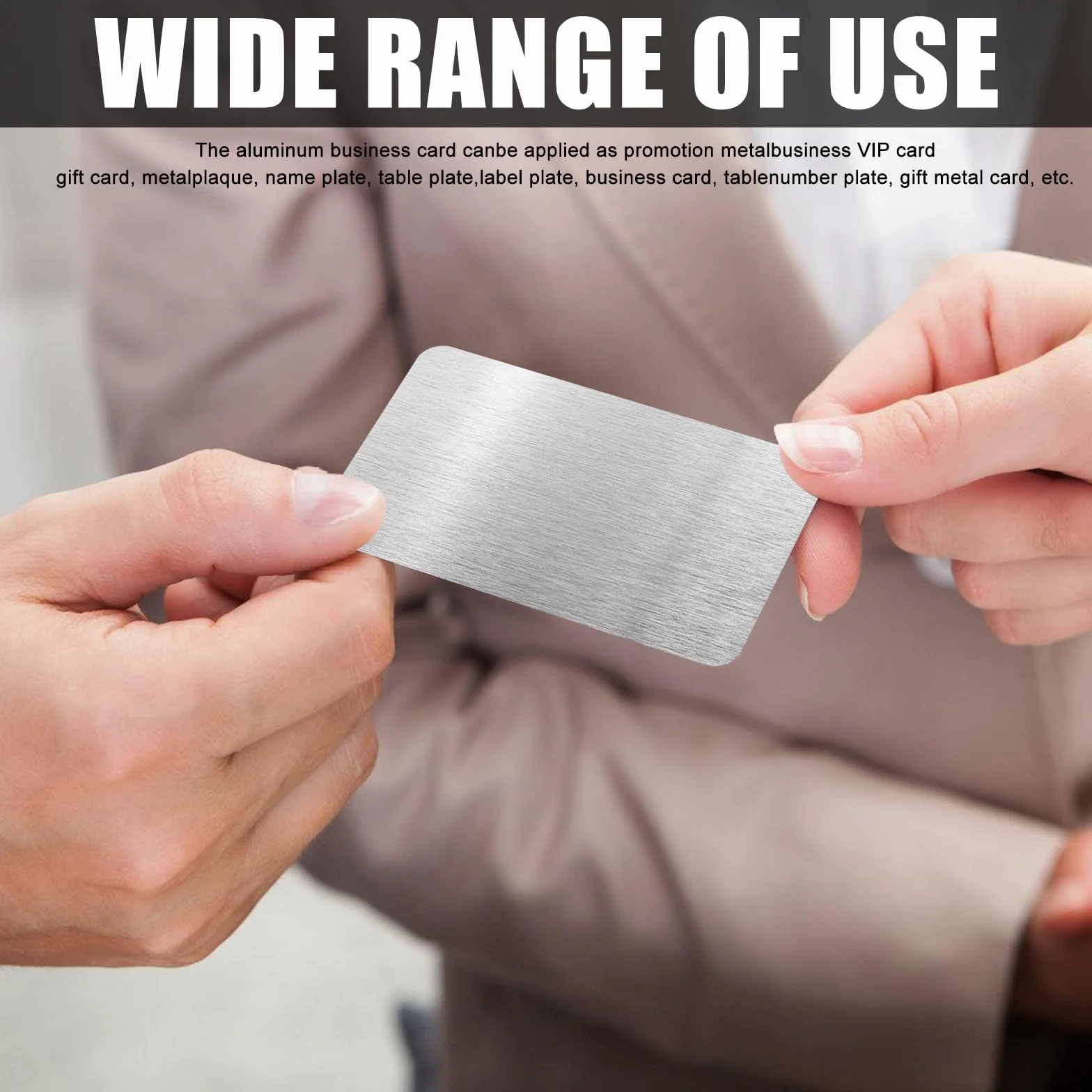 Cartes de visite en métal 150 pièces 86x54x0,21 mm supports gravés aluminium professionnelles