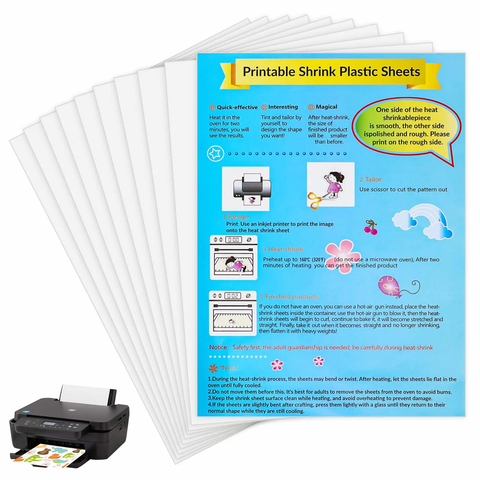 Plastique Fou Transparent imprimable A4 10 feuilles pour imprimante jet d'encre 20x30cm