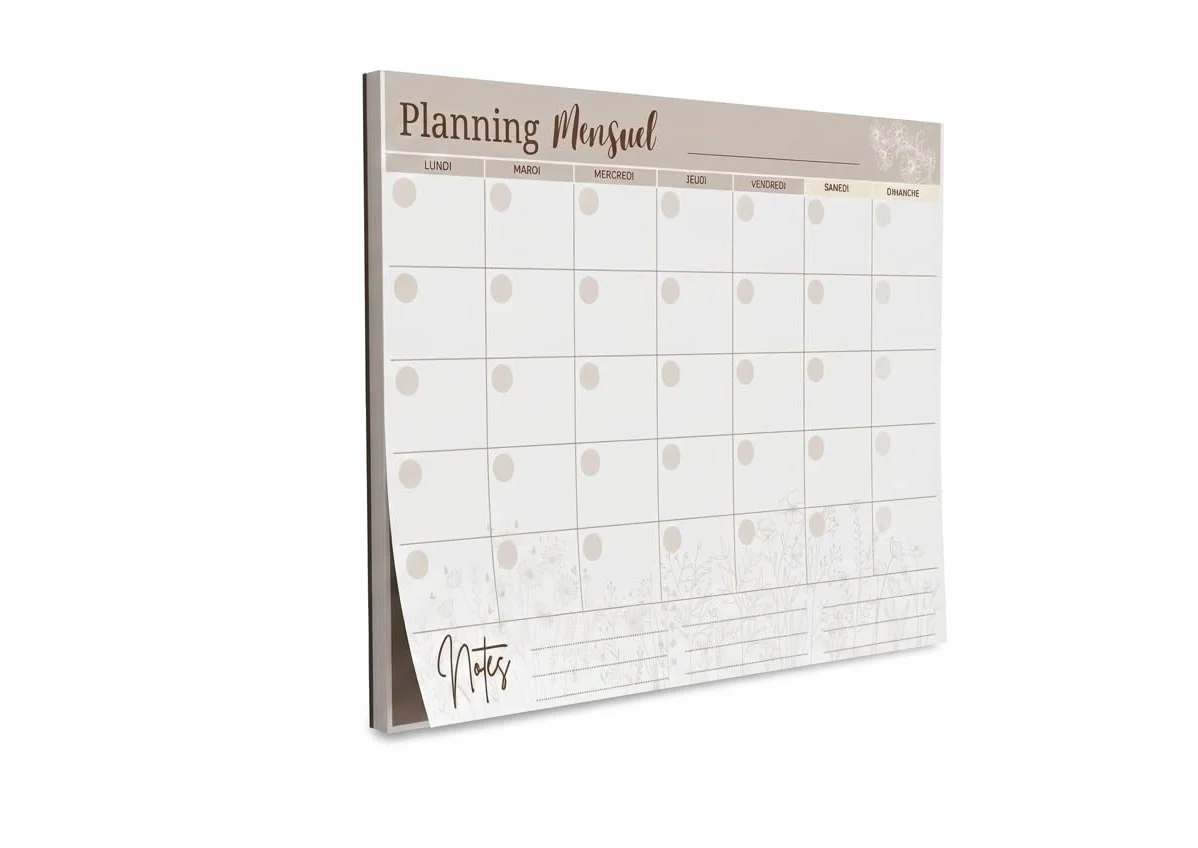 Planning Mensuel Magnétique Papier 25 Feuilles Sans Date Organisation Frigo Agenda Familial Fabriqué en France