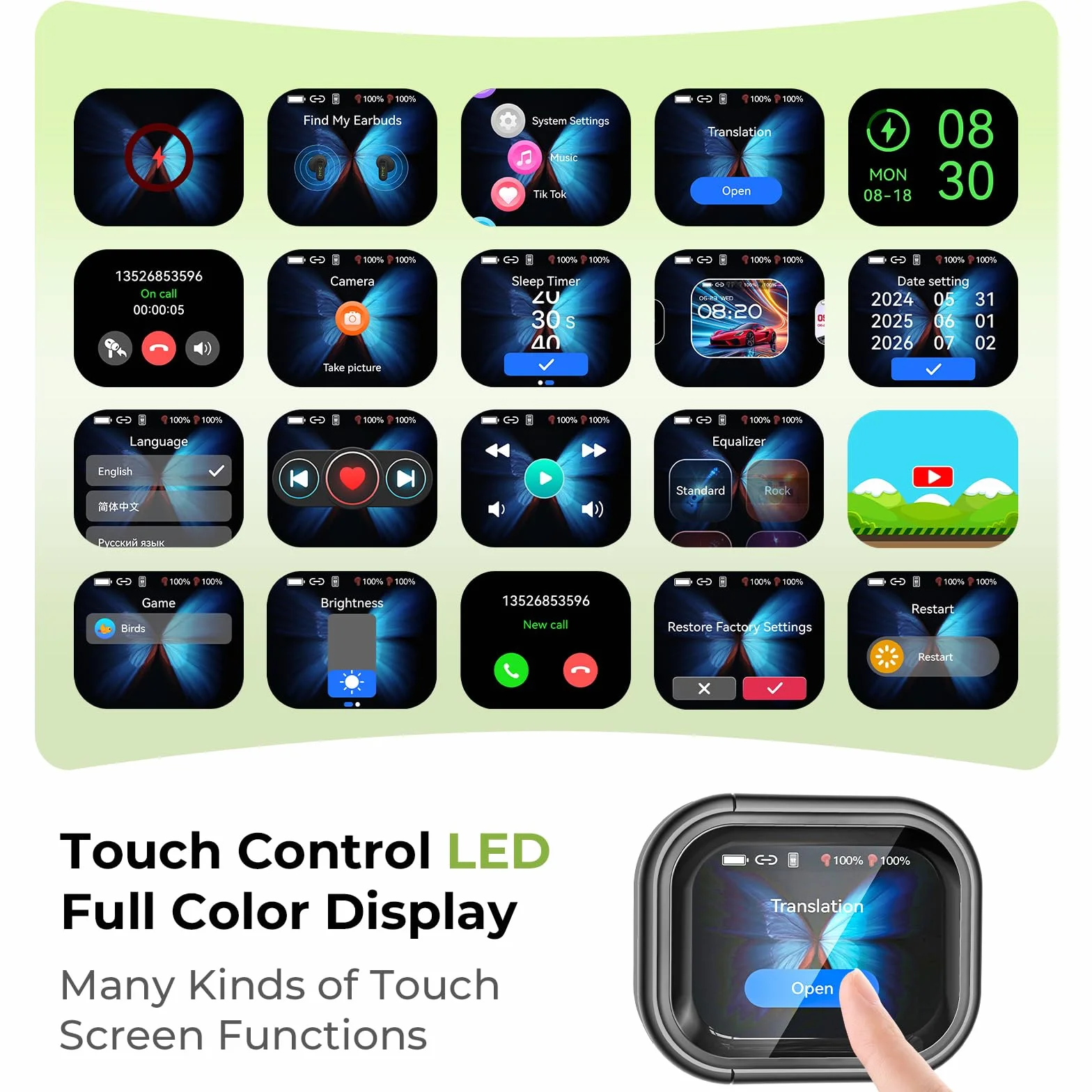 BEARTAIN NE20 Écouteurs Traduction AI Temps Réel avec Écran Tactile 135 Langues iOS Android