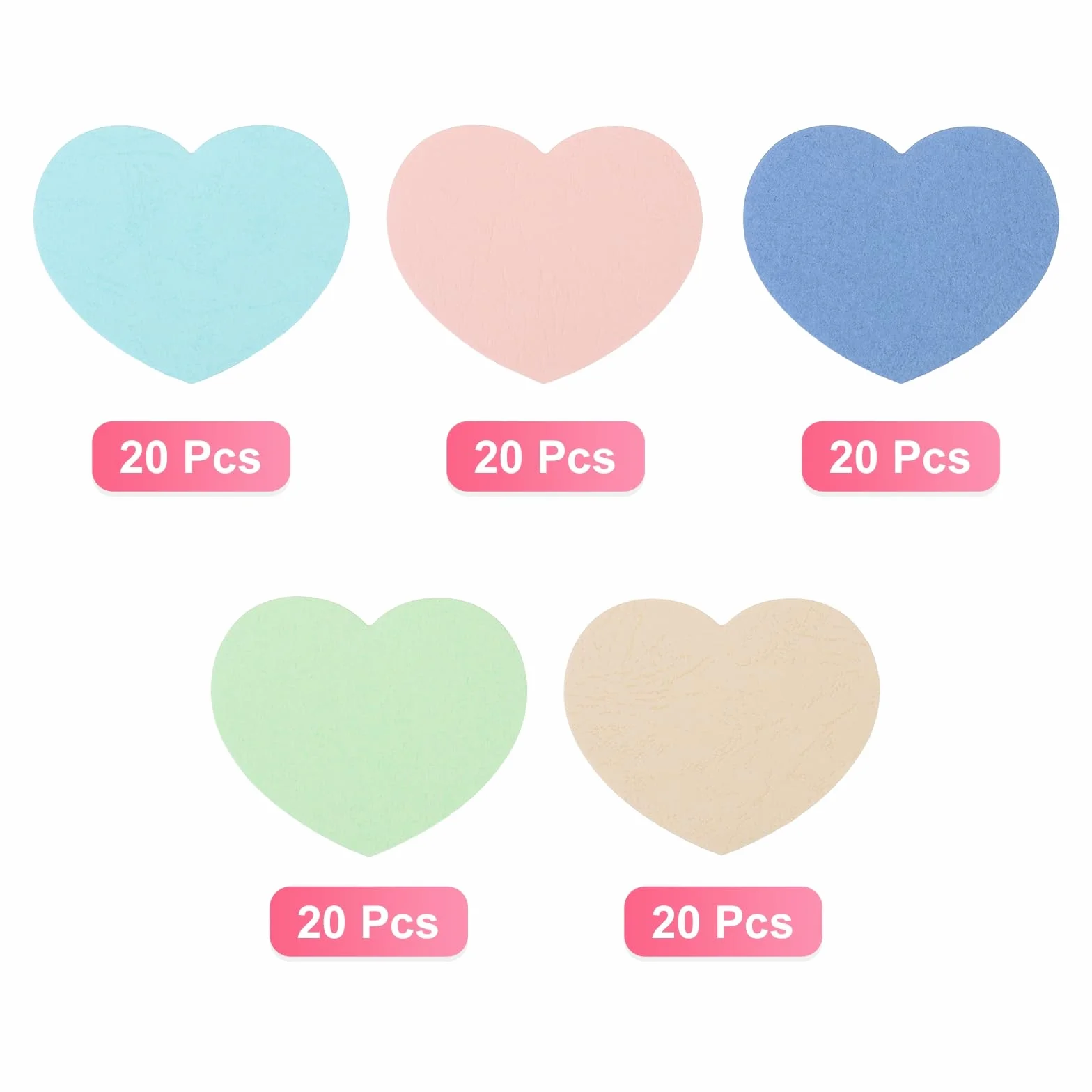 Cœurs en Papier Découpés 2,5 Pouces Assortiment Saint-Valentin Bleu Vert Rose 100Pcs