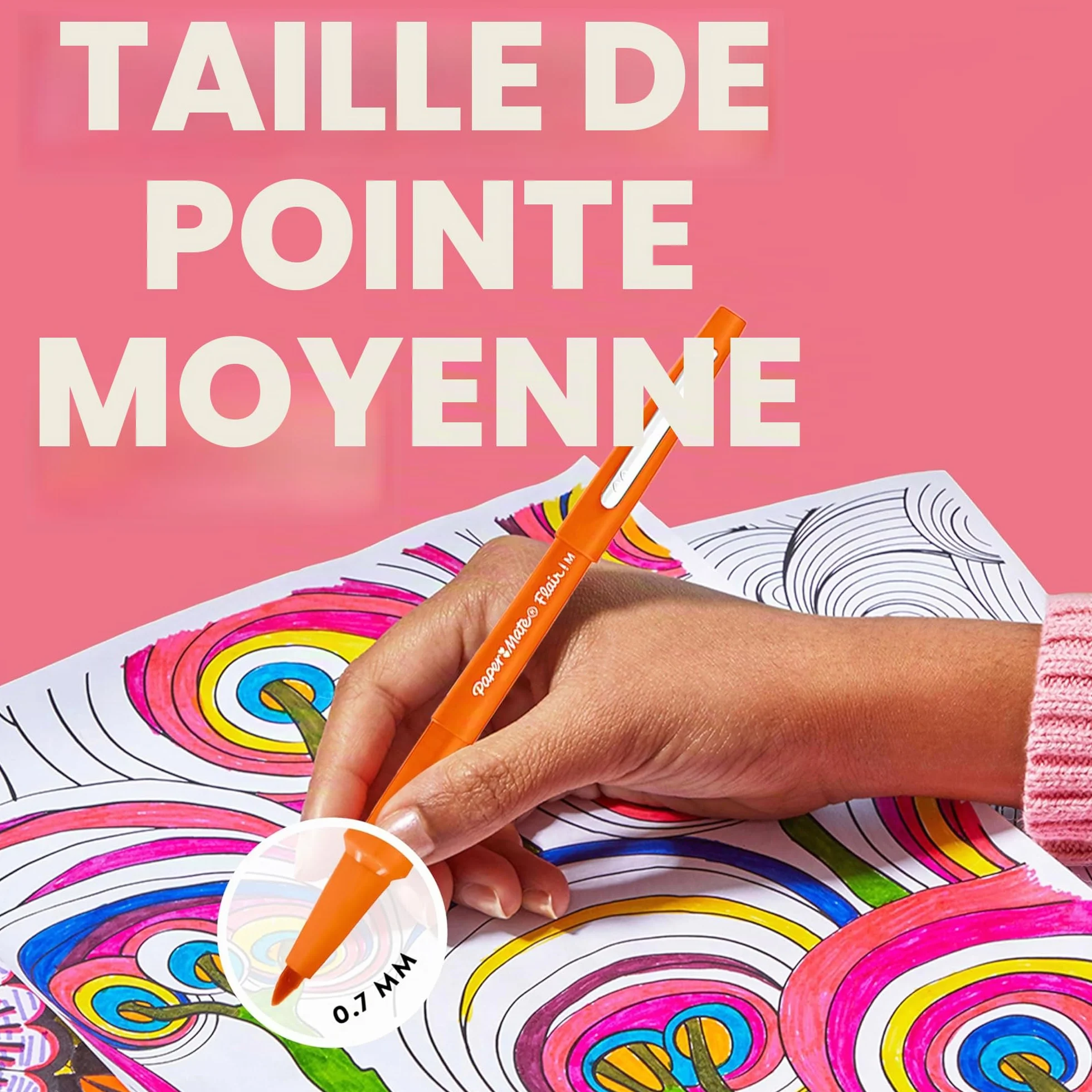 Paper Mate Flair Stylos feutres pointe moyenne 0,7 mm encre noire boîte de 12