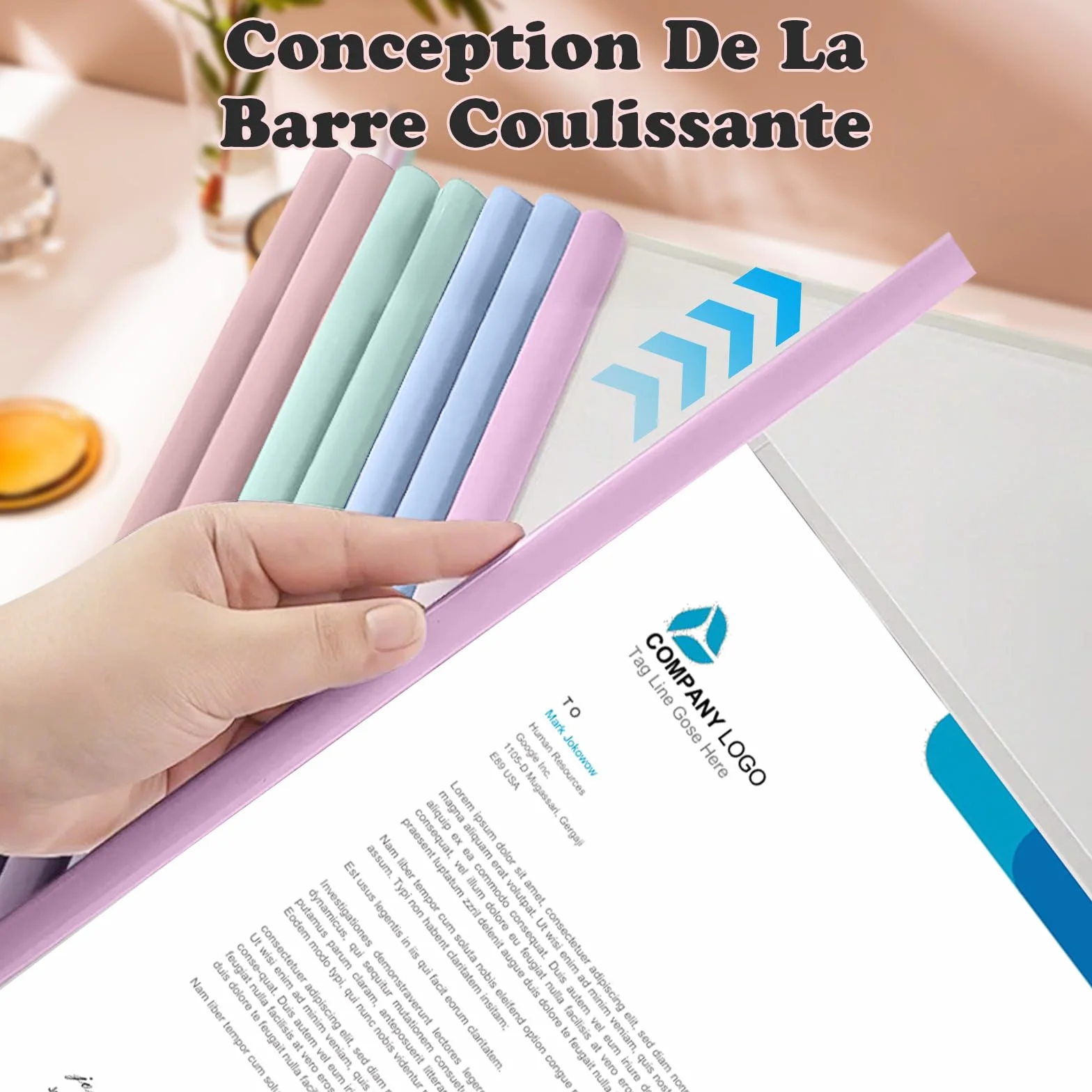 VEGCOO 10 Pièces Transparent Reliure Dossier Baguette Feuilles A4 Couverture De Rapports Plastique Classeur avec Barre Coulissante