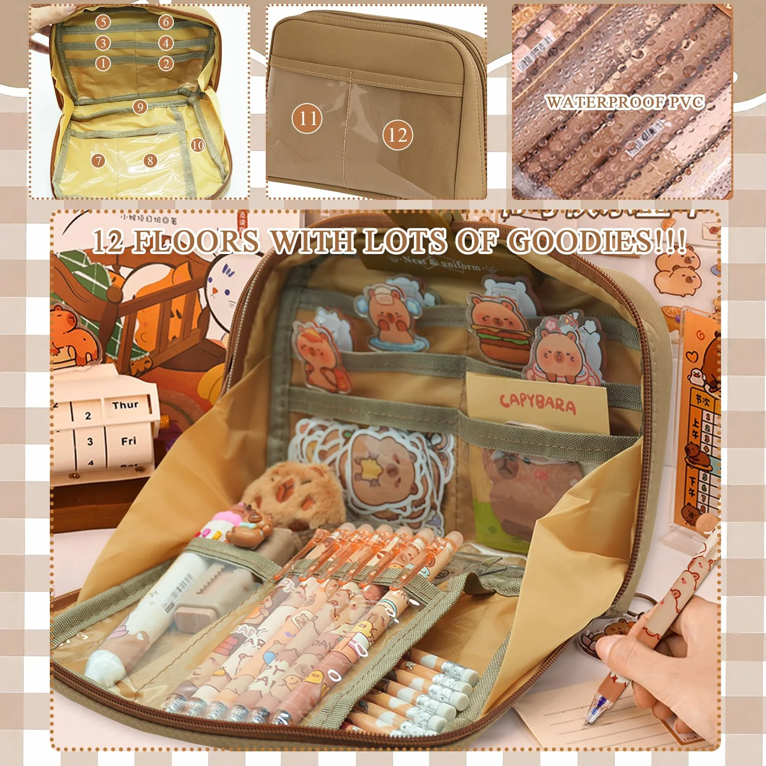 Trousse à Crayons Grande Capacité 81 Pièces Ensemble Papeterie Kawaii pour École Étudiants Enfants