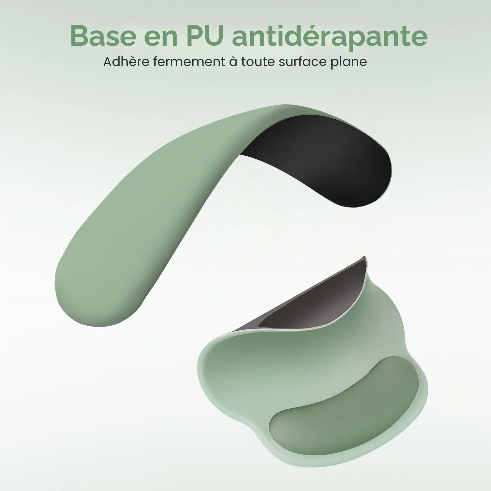 MOSISO Repose-Poignet Souris & Clavier Courbe Circulaire Ergonomique Base Antidérapante Soulagement Douleur Tissu Doux Mousse Mémoire Surélevée Vert Antique