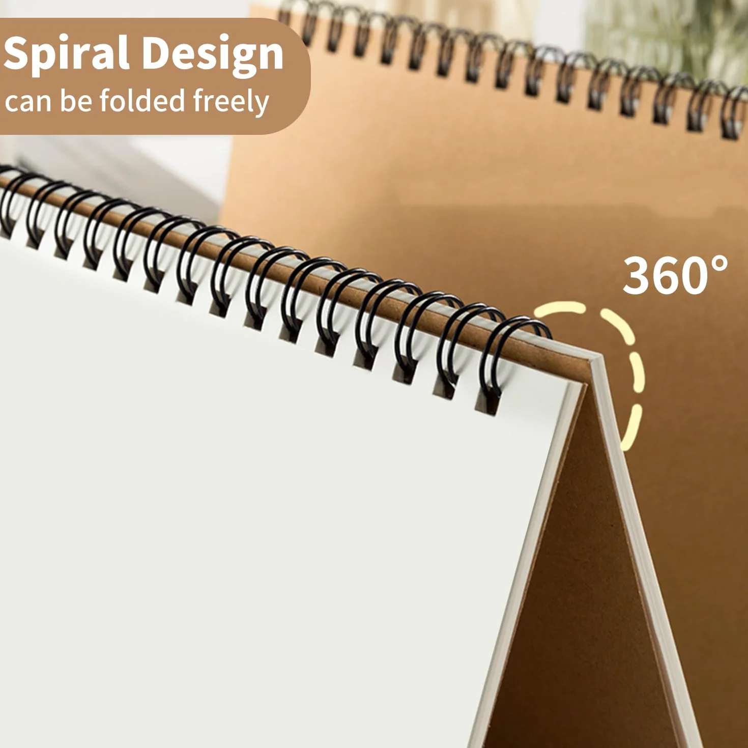 Cahier à Spirale A5 Lot de 5, 60 Feuilles/120 Pages, 80 g/m², Kraft Couverture, Carnet Dessin
