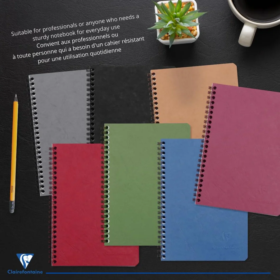 Clairefontaine Nomaddict Cahier à Spirale Tabac A5 14,8x21 cm 100 Pages Lignées Papier Blanc 90 g Couverture Carte Lustrée Grain Cuir