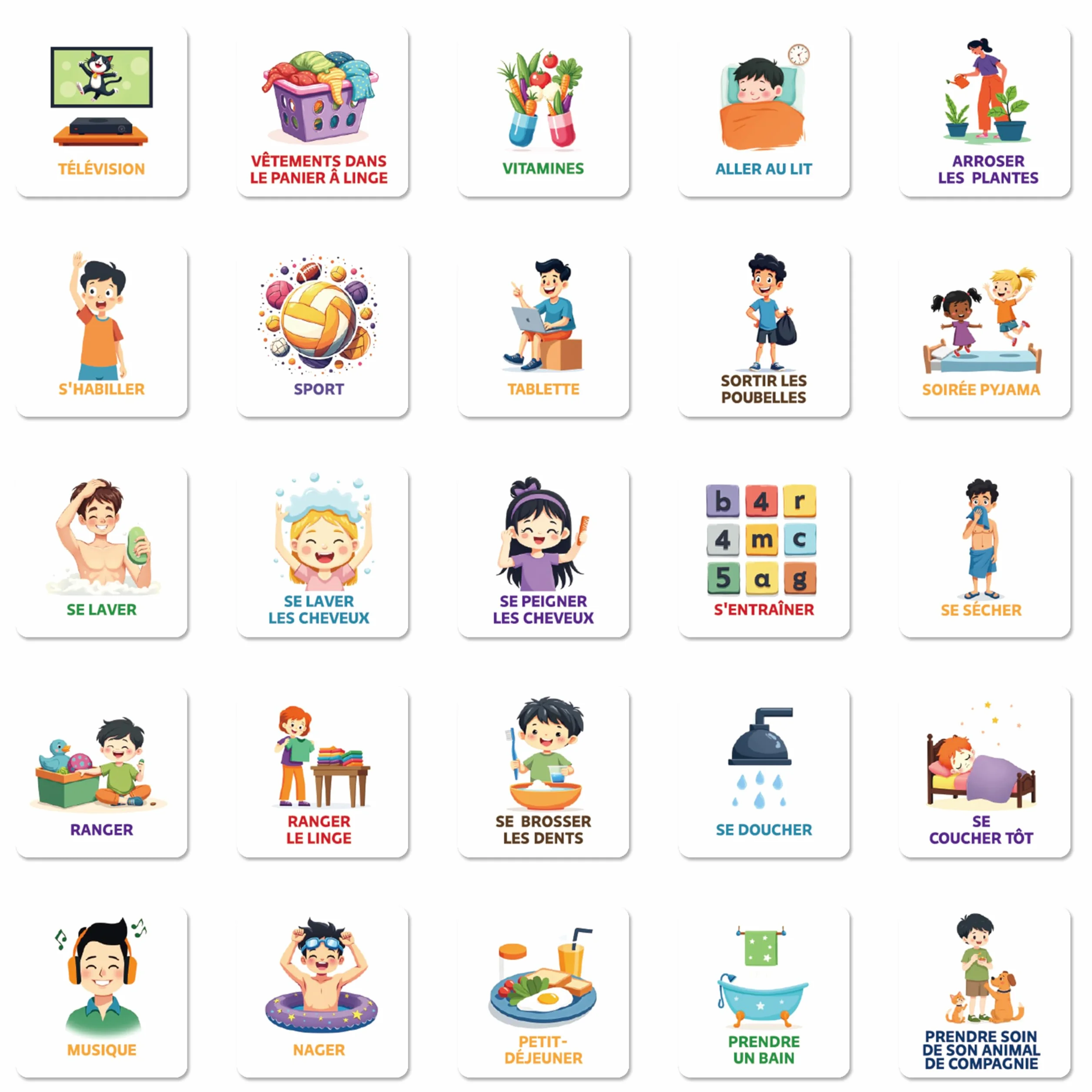Agenda hebdomadaire magnétique 50 pièces pour enfants autisme - Calendrier éducatif avec pictogrammes