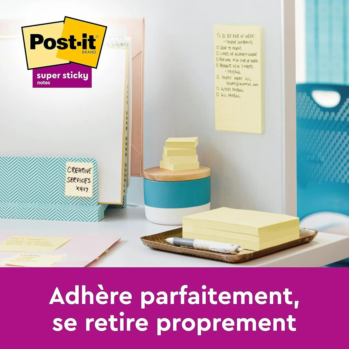 Post-it Notes Autocollantes Super Sticky, Pack Promo 8 Blocs + 4 Gratuits, 90 Feuilles par Bloc, 47,6 mm x 47,6 mm