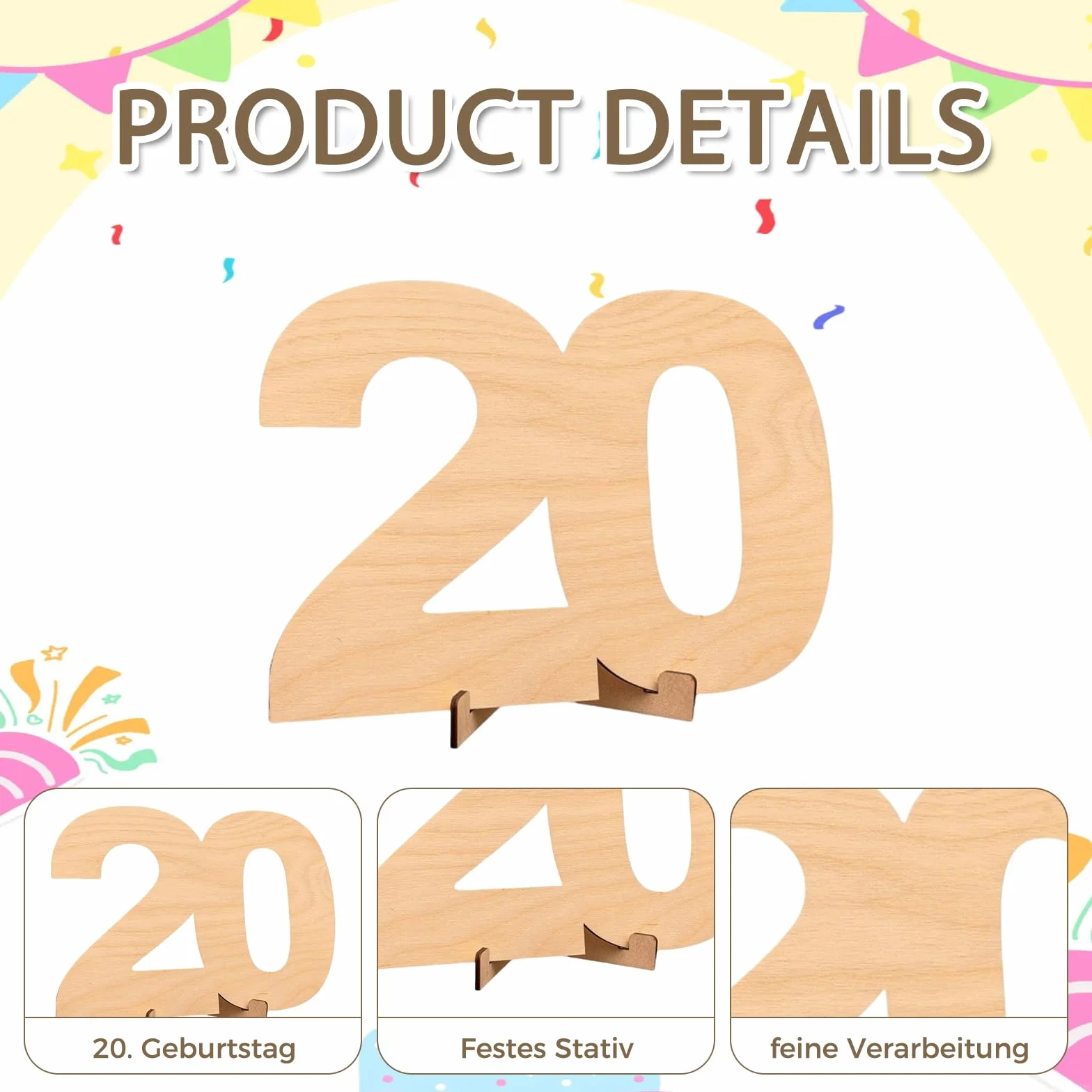 Carte Anniversaire 20 Ans En Bois Avec Support, Livre D'Or Alternatif Signature Cadeau Original