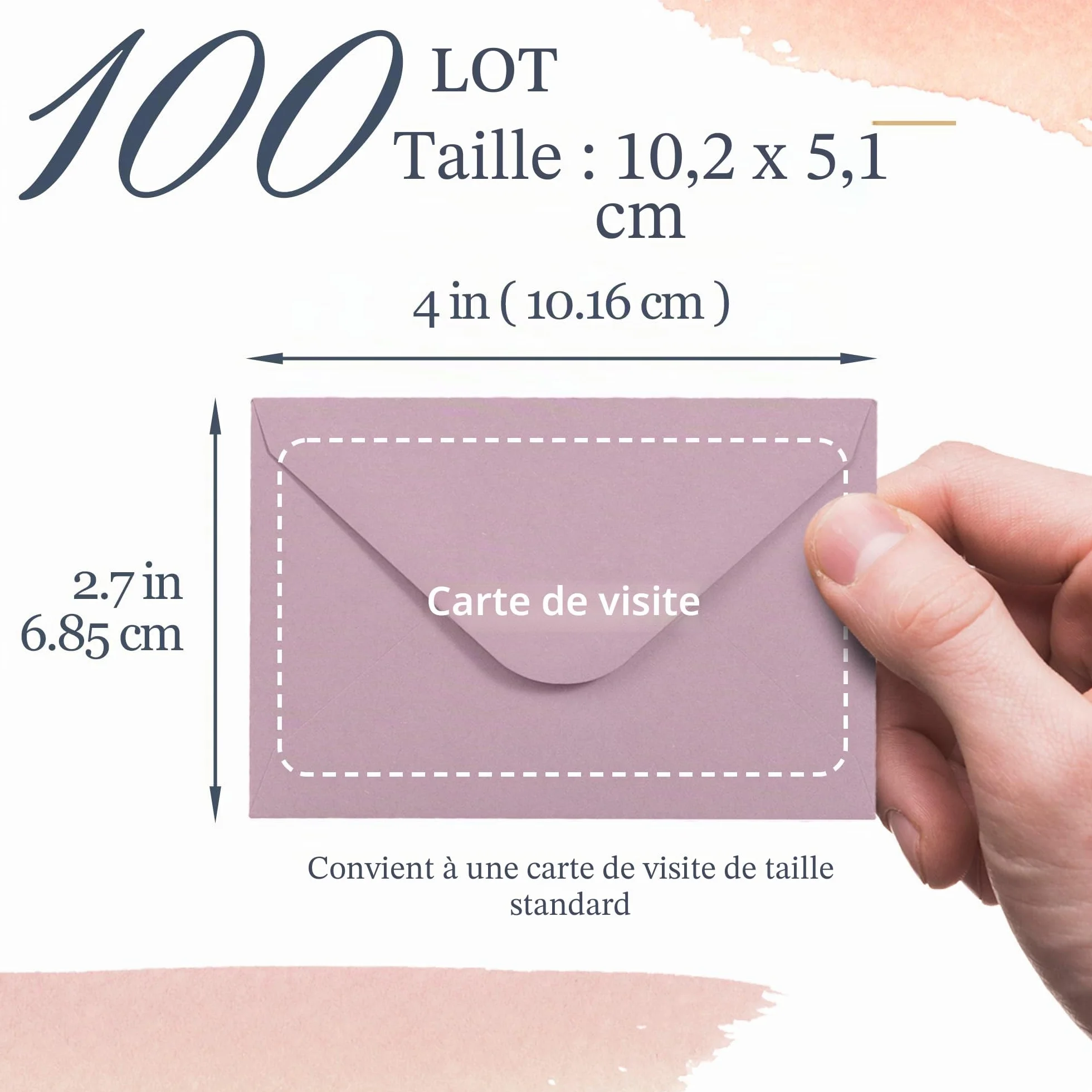 Lot de 100 mini enveloppes en papier 10 x 7 cm pastel pour cartes de visite