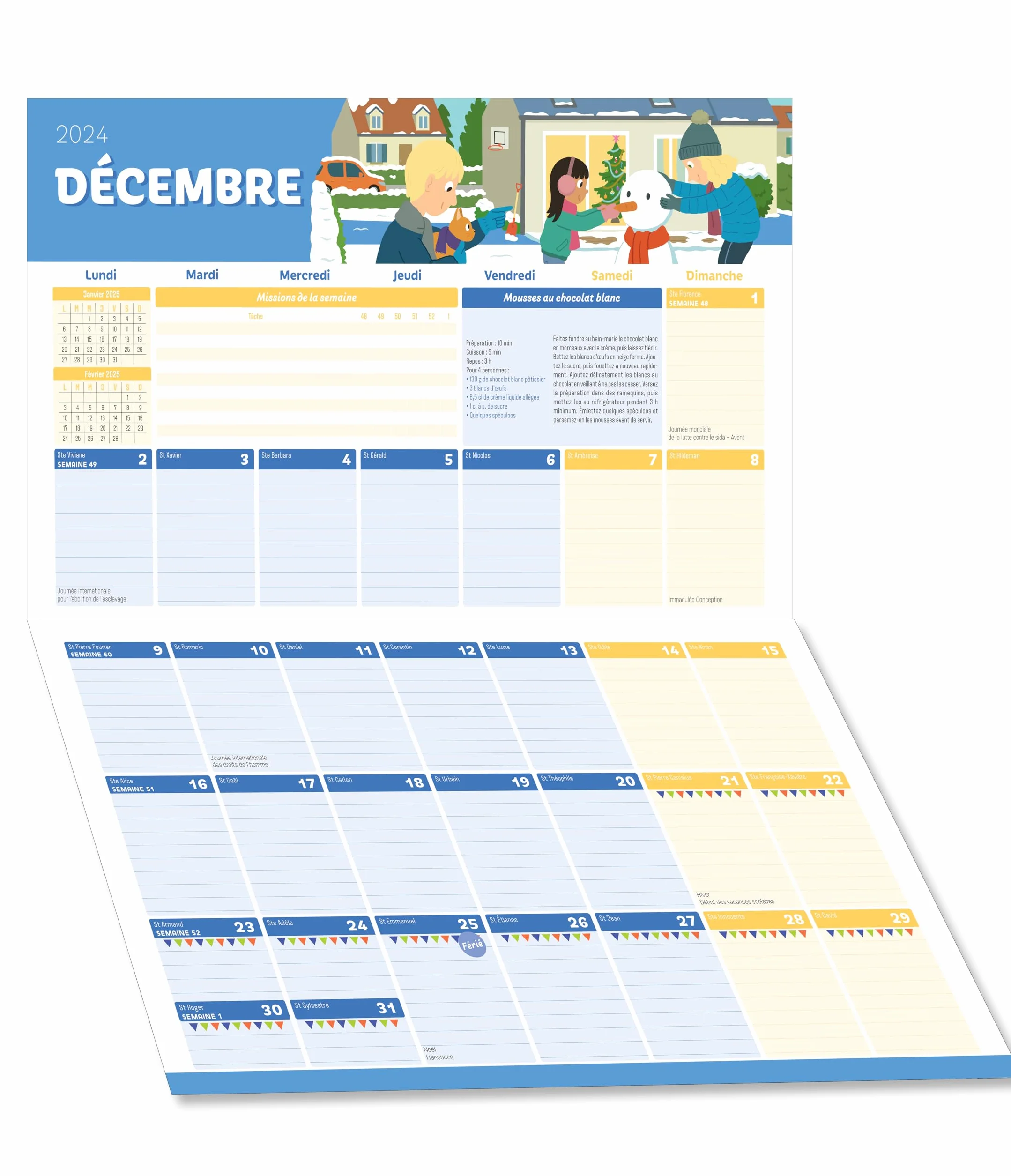 Mémoniak Organiseur Familial 2025 Calendrier Mensuel Septembre 2024 Décembre 2025