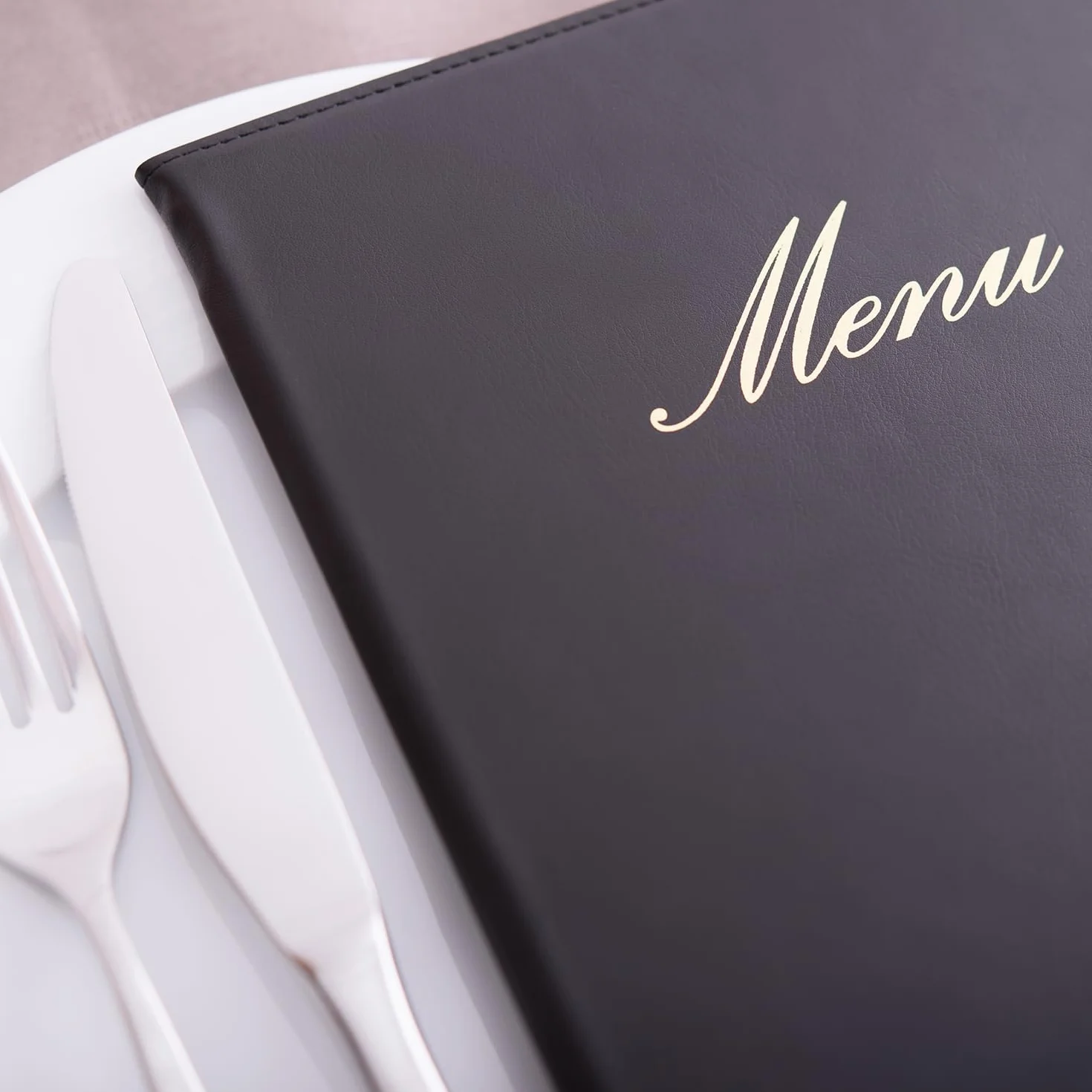 SECURIT Carte Menu Gamme Classique A5 Noir 1 Insert Double 4 Pages