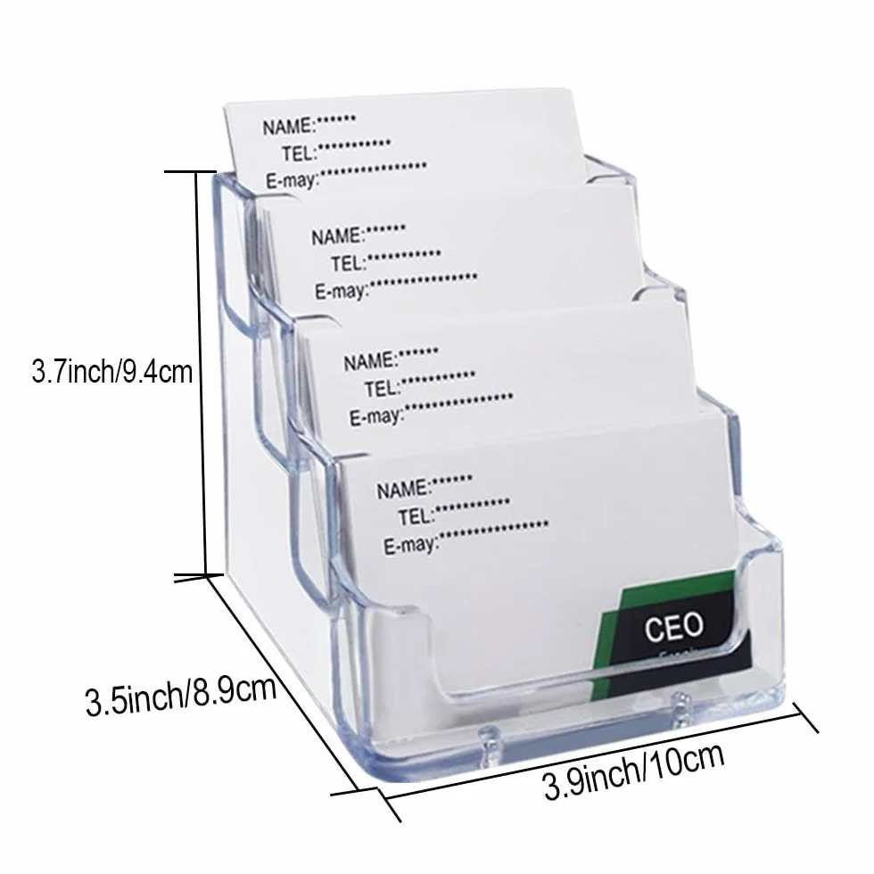 Présentoir de Carte de Visite Acrylique Transparent, Support pour 160 Cartes, Lot de 2