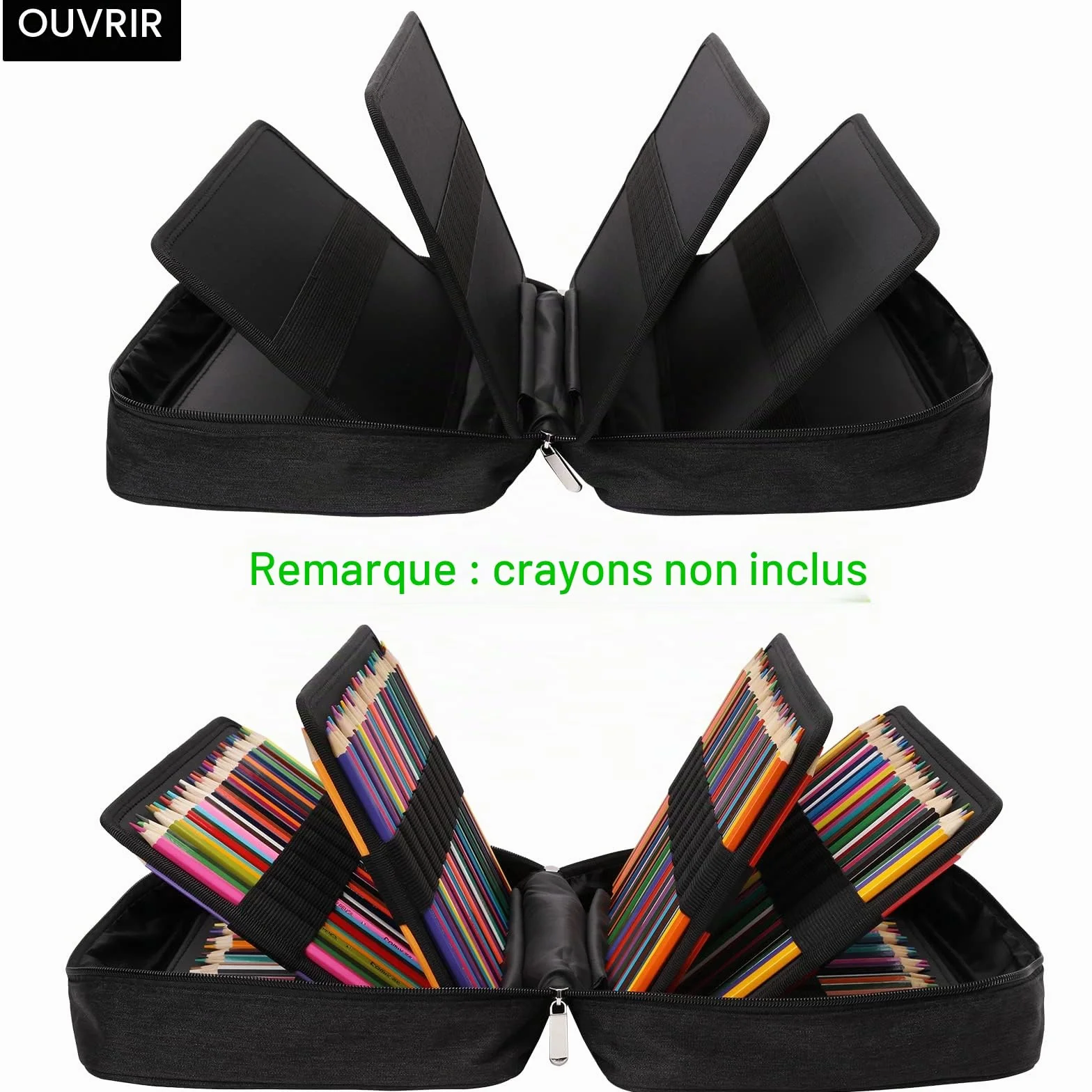 JAKAGO Trousse de Rangement 304 Crayons 100 Emplacements 4 Compartiments Grande Capacité