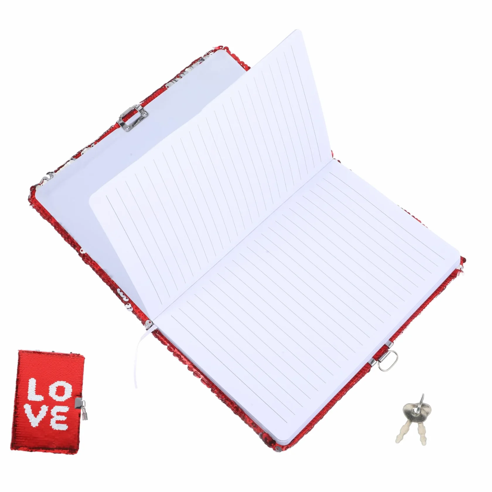 NUOBESTY Carnet de Notes A5 avec Serrure Intégrée, Sequins Rouges
